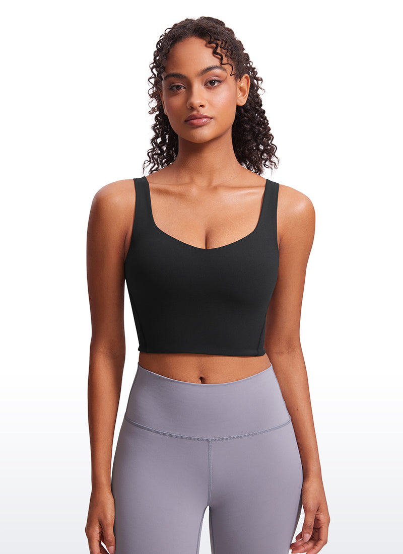 Cawan Acuan Yoga Wanita CRZ YOGA Butterluxe Bra Garis Panjang V-Leher Hitam