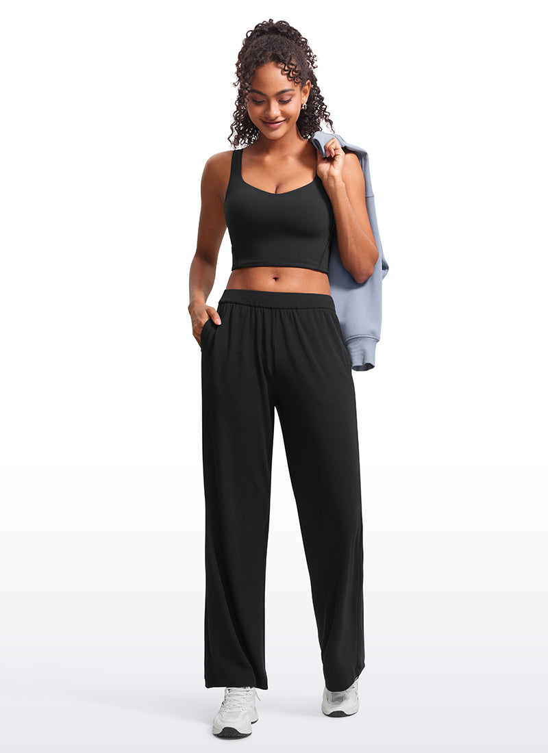 Cawan Acuan Yoga Wanita CRZ YOGA Butterluxe Bra Garis Panjang V-Leher Hitam