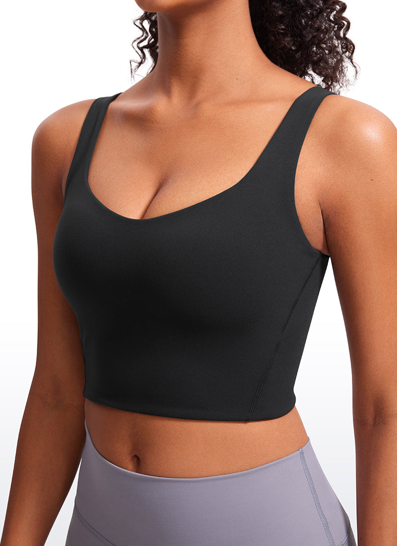 Cawan Acuan Yoga Wanita CRZ YOGA Butterluxe Bra Garis Panjang V-Leher Hitam