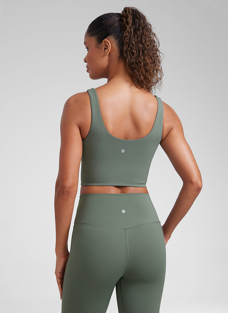 Cawan Acuan Yoga Wanita CRZ YOGA Butterluxe Bra Garis Panjang Leher V Kelabu Sage