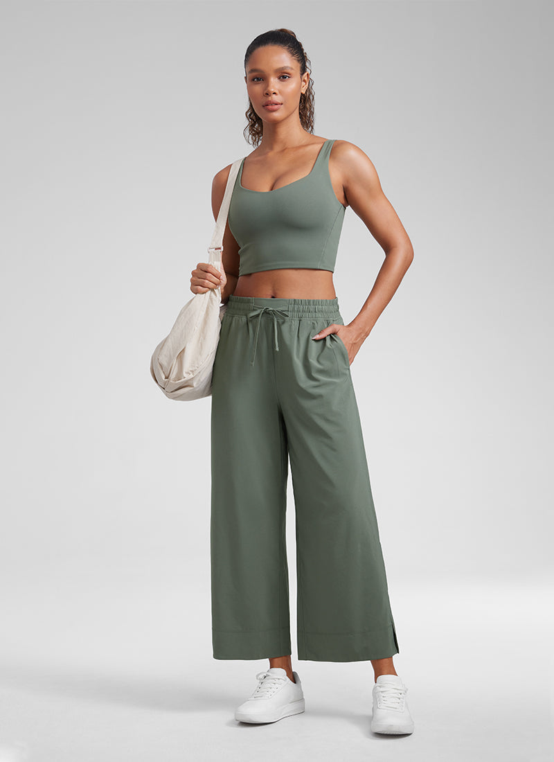 Cawan Acuan Yoga Wanita CRZ YOGA Butterluxe Bra Garis Panjang Leher V Kelabu Sage
