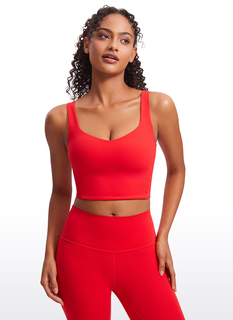 Cawan Acuan Yoga Wanita CRZ YOGA Butterluxe Bra Garis Panjang Leher V Merah Tua