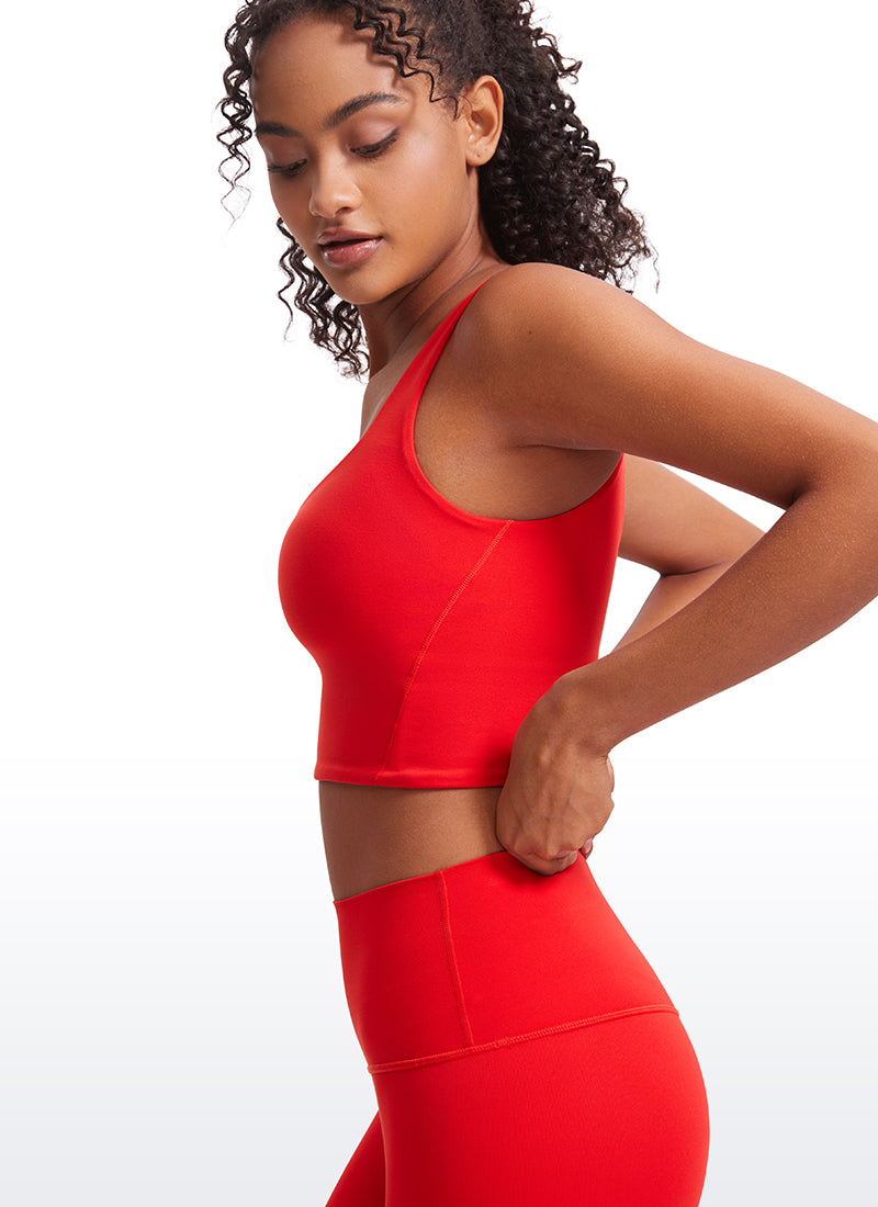 Cawan Acuan Yoga Wanita CRZ YOGA Butterluxe Bra Garis Panjang Leher V Merah Tua