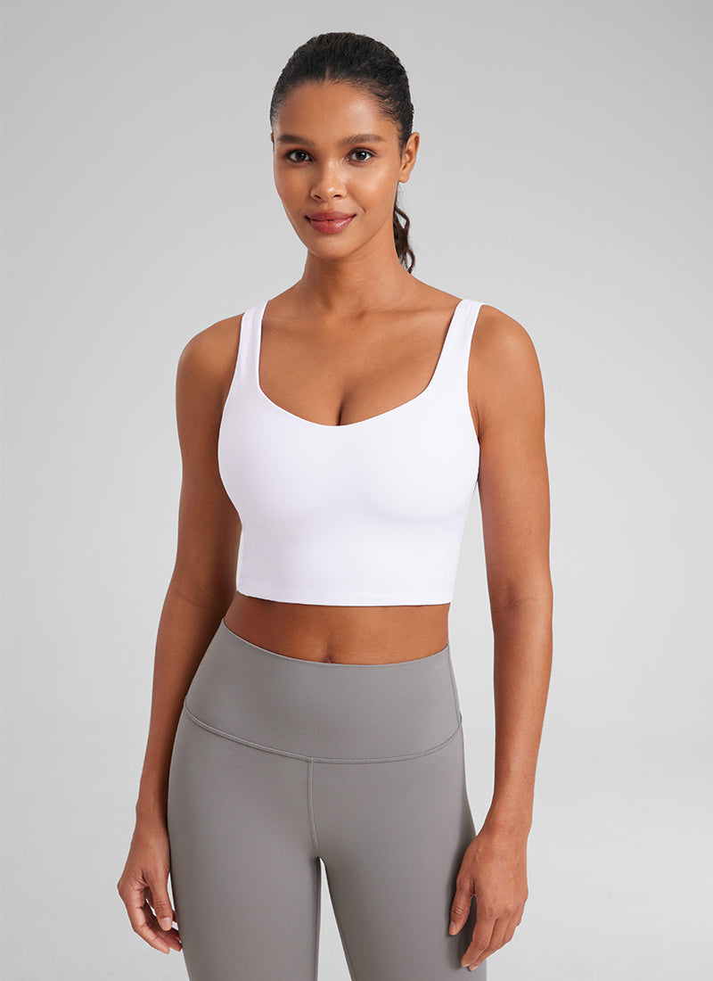 Cawan Acuan Yoga Wanita CRZ YOGA Butterluxe Bra Longline V Leher Putih