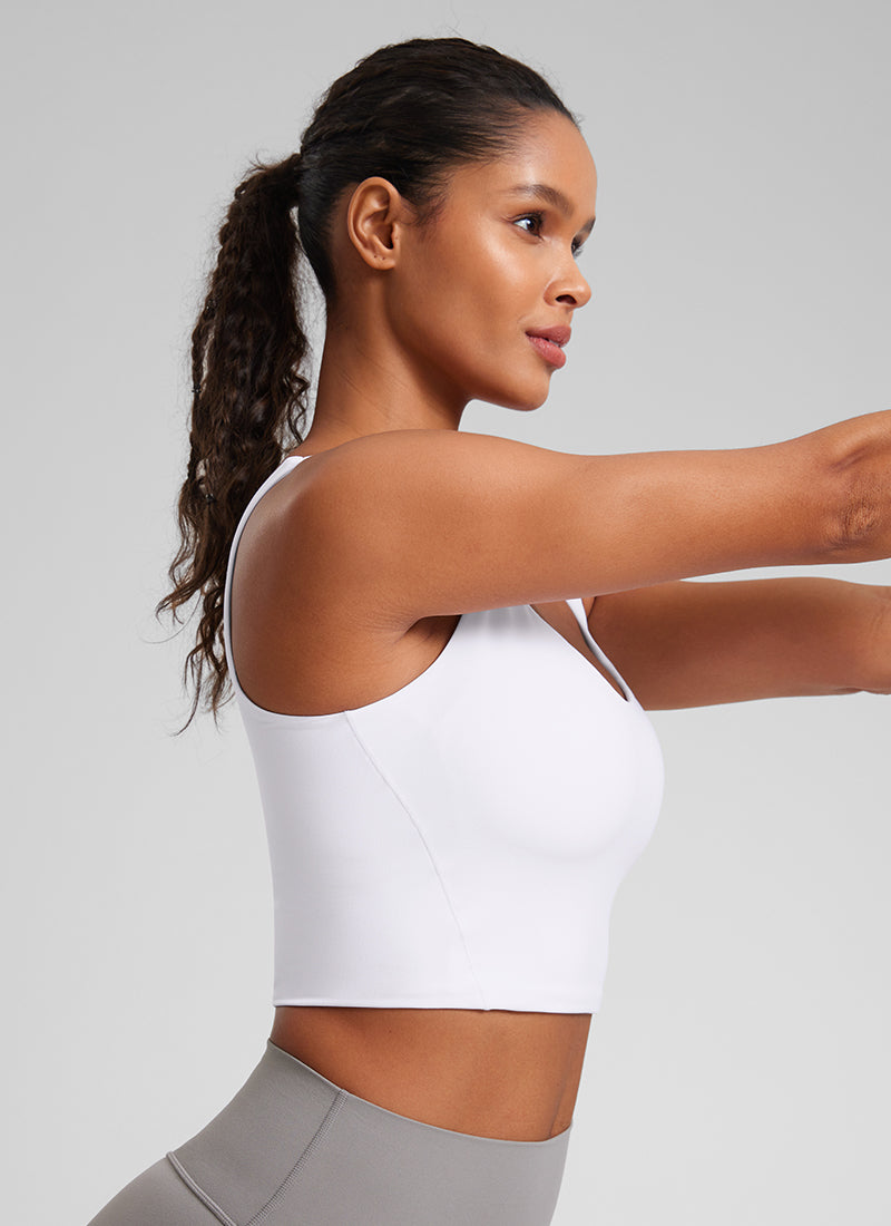Cawan Acuan Yoga Wanita CRZ YOGA Butterluxe Bra Longline V Leher Putih