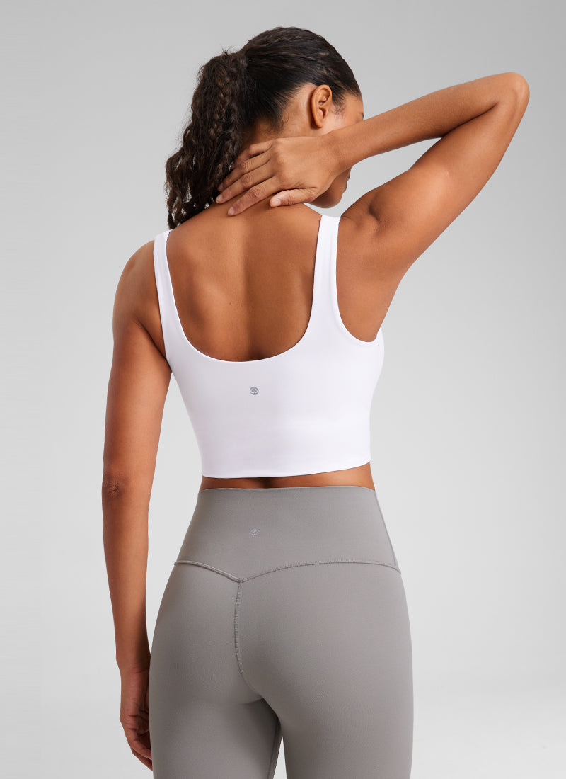 Cawan Acuan Yoga Wanita CRZ YOGA Butterluxe Bra Longline V Leher Putih
