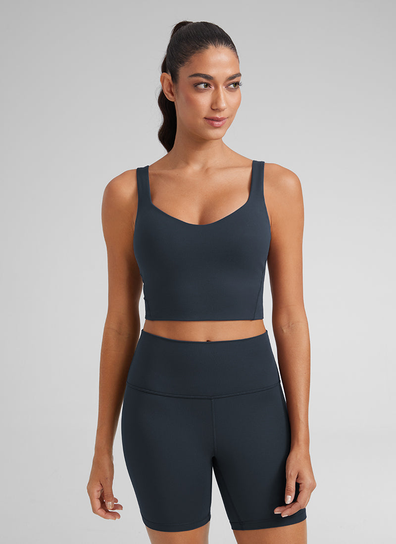 Cawan Acuan Yoga Wanita CRZ YOGA Butterluxe Bra Longline V Neck True Navy