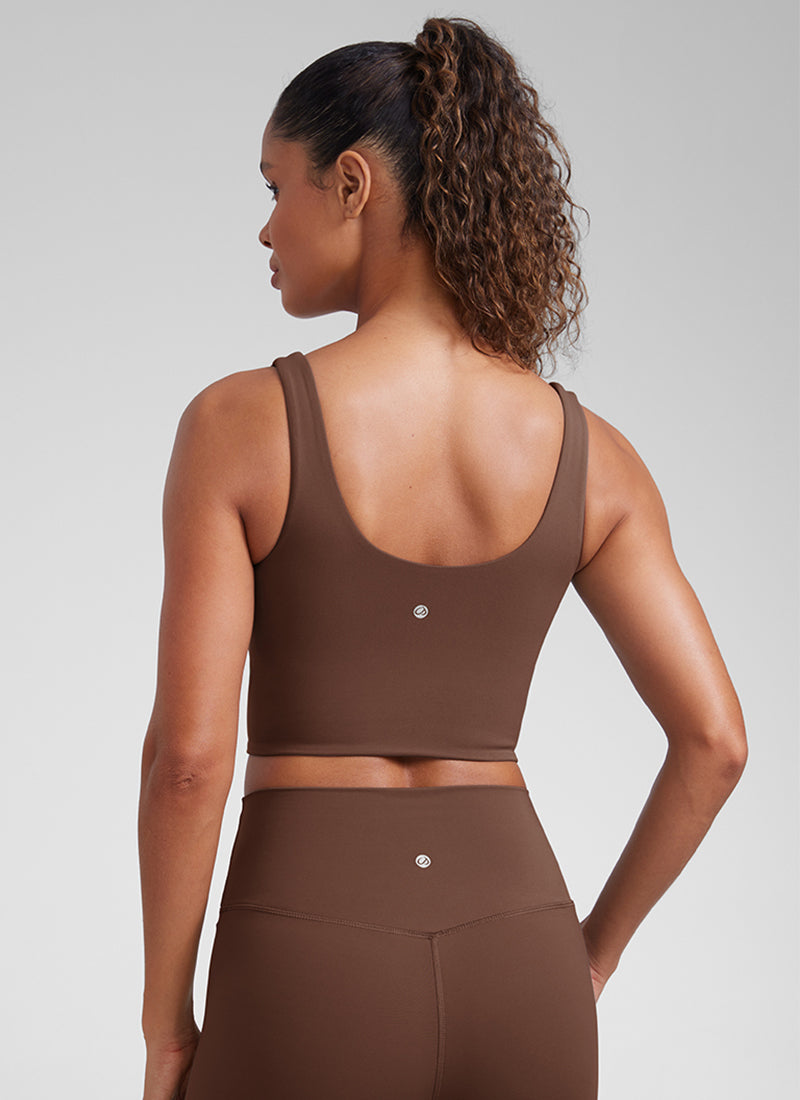 Cawan Acuan Yoga Wanita CRZ YOGA Butterluxe Bra Longline V Neck Coklat Kopi