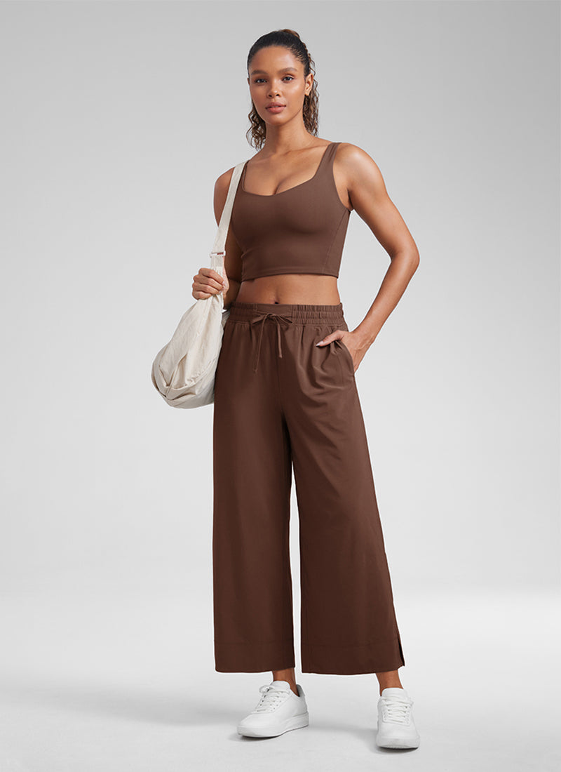 Cawan Acuan Yoga Wanita CRZ YOGA Butterluxe Bra Longline V Neck Coklat Kopi