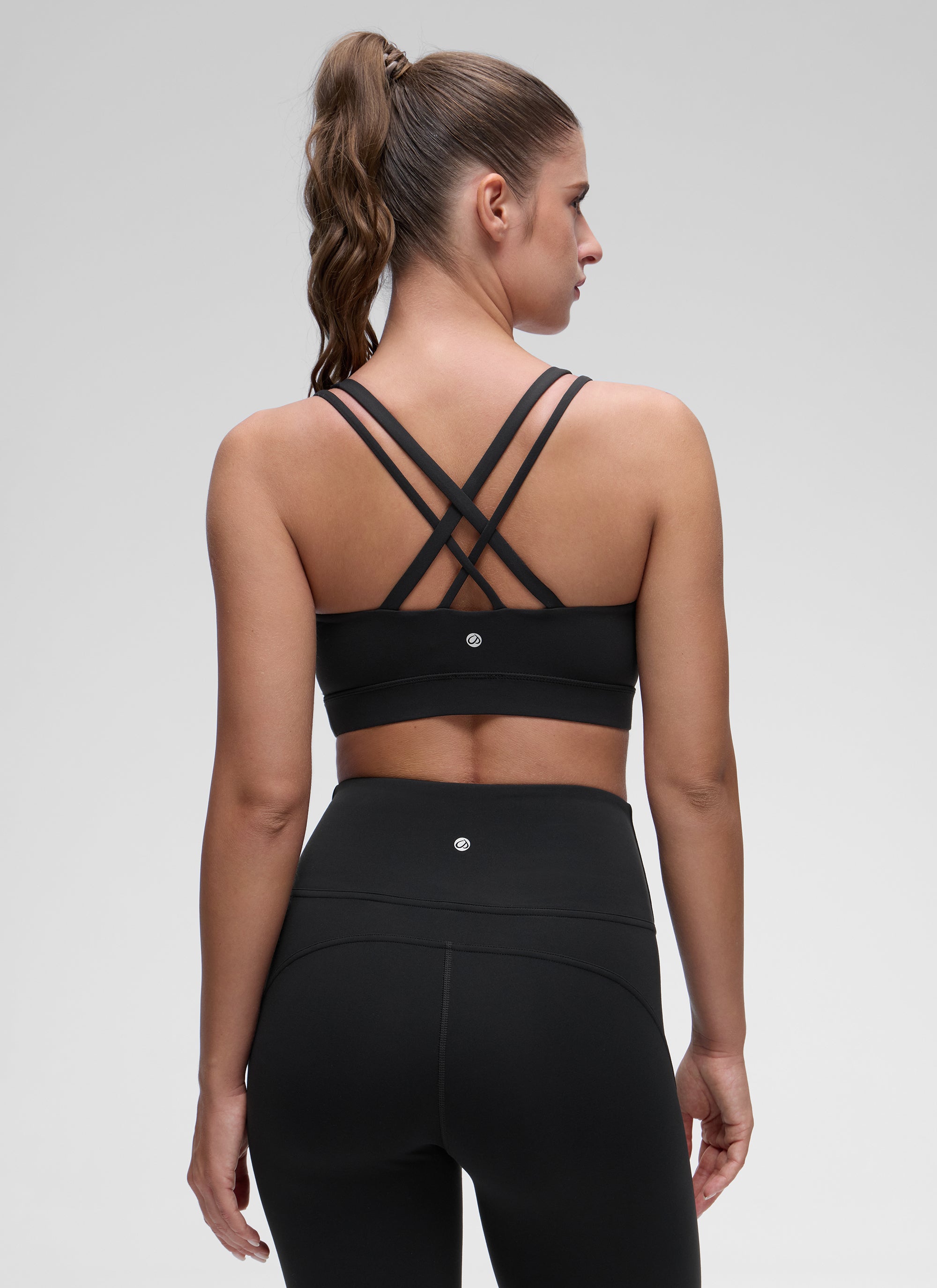 Bra Sukan Acuan Tali Berganda Sokongan Ringan Yoga Wanita CRZ YOGA Hitam