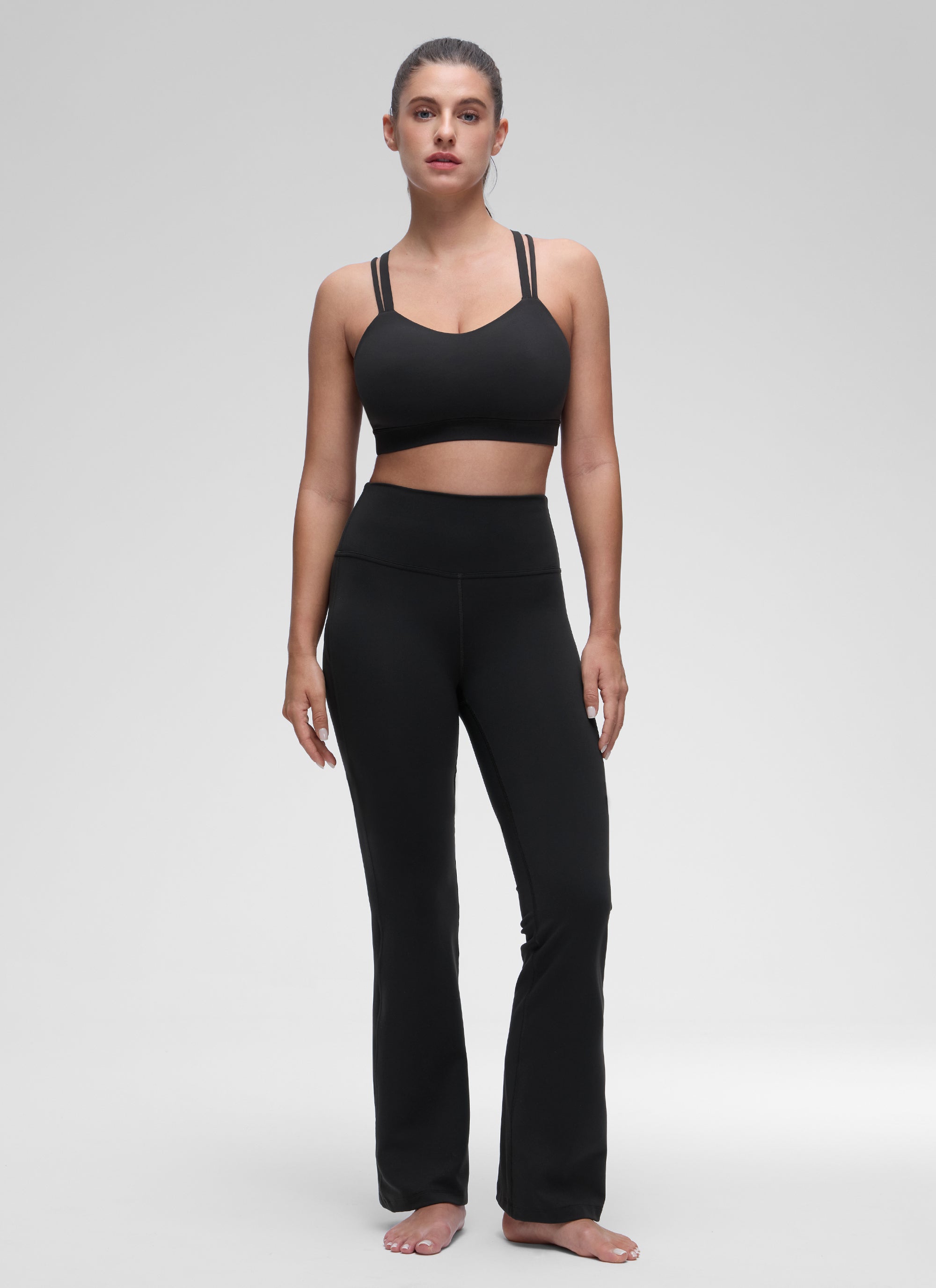 Bra Sukan Acuan Tali Berganda Sokongan Ringan Yoga Wanita CRZ YOGA Hitam