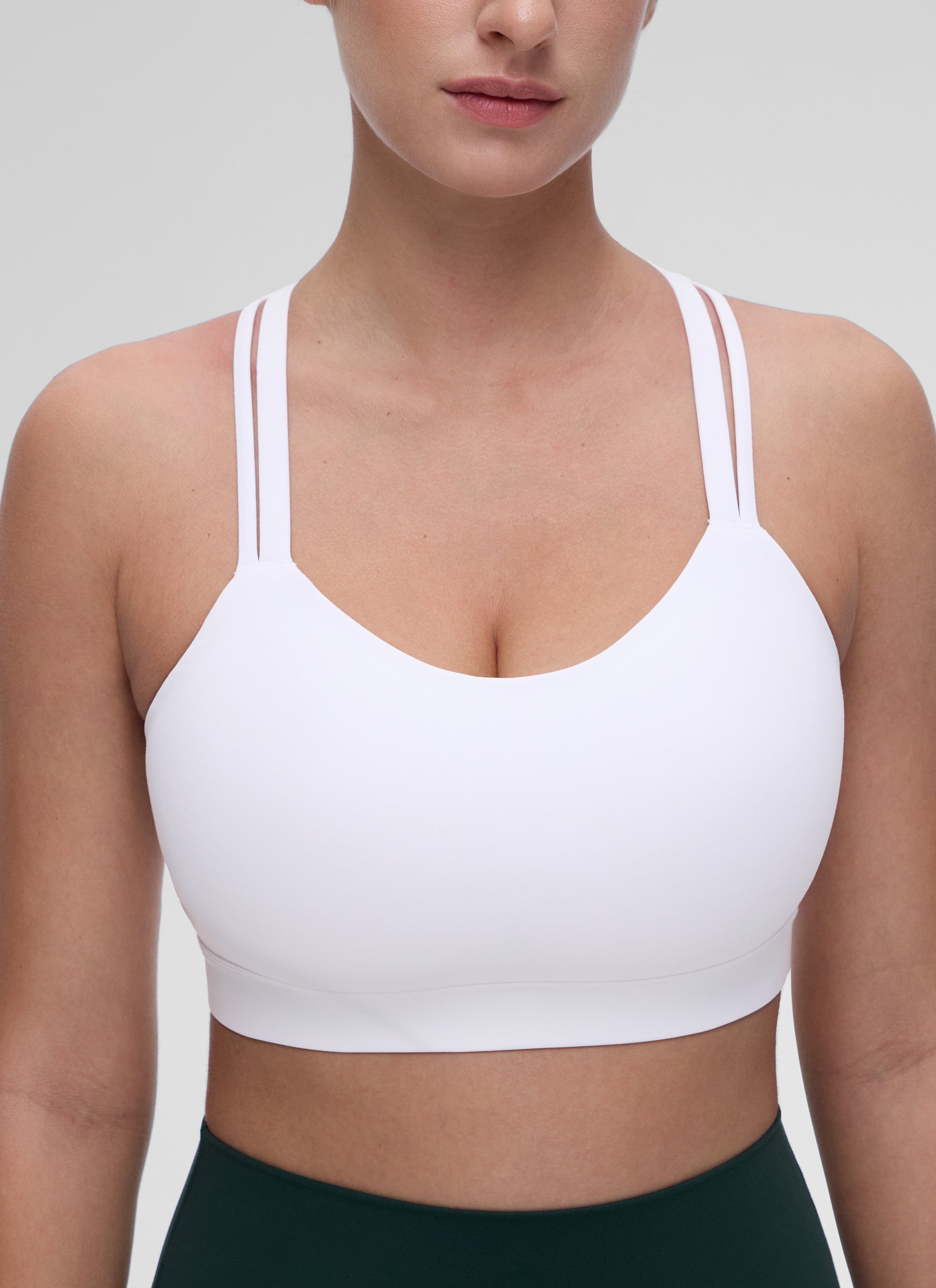 Bra Sukan Acuan Tali Berganda Sokongan Ringan Yoga Wanita CRZ YOGA Putih