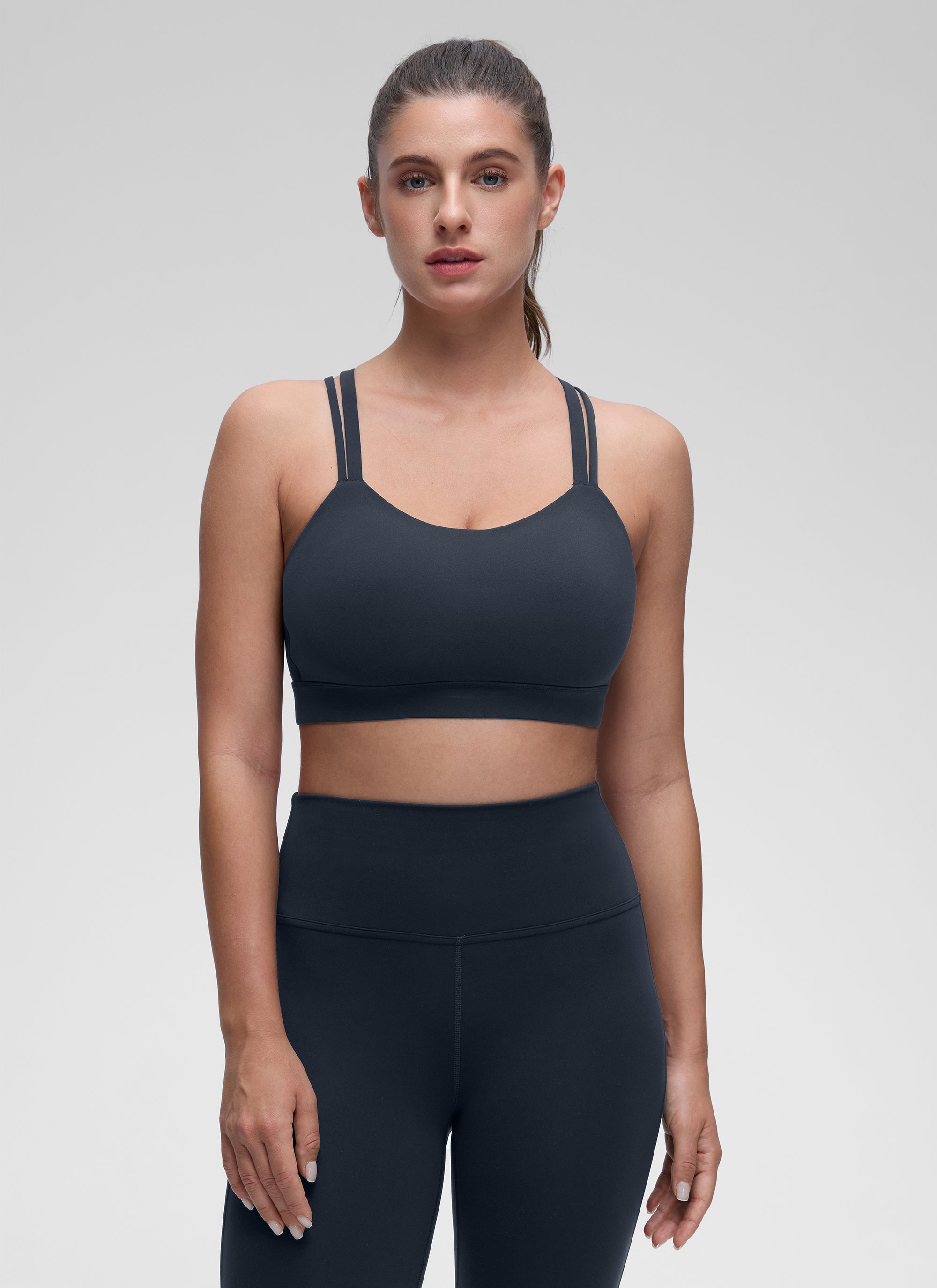Bra Sukan Acuan Tali Berganda Sokongan Ringan Wanita CRZ YOGA True Navy