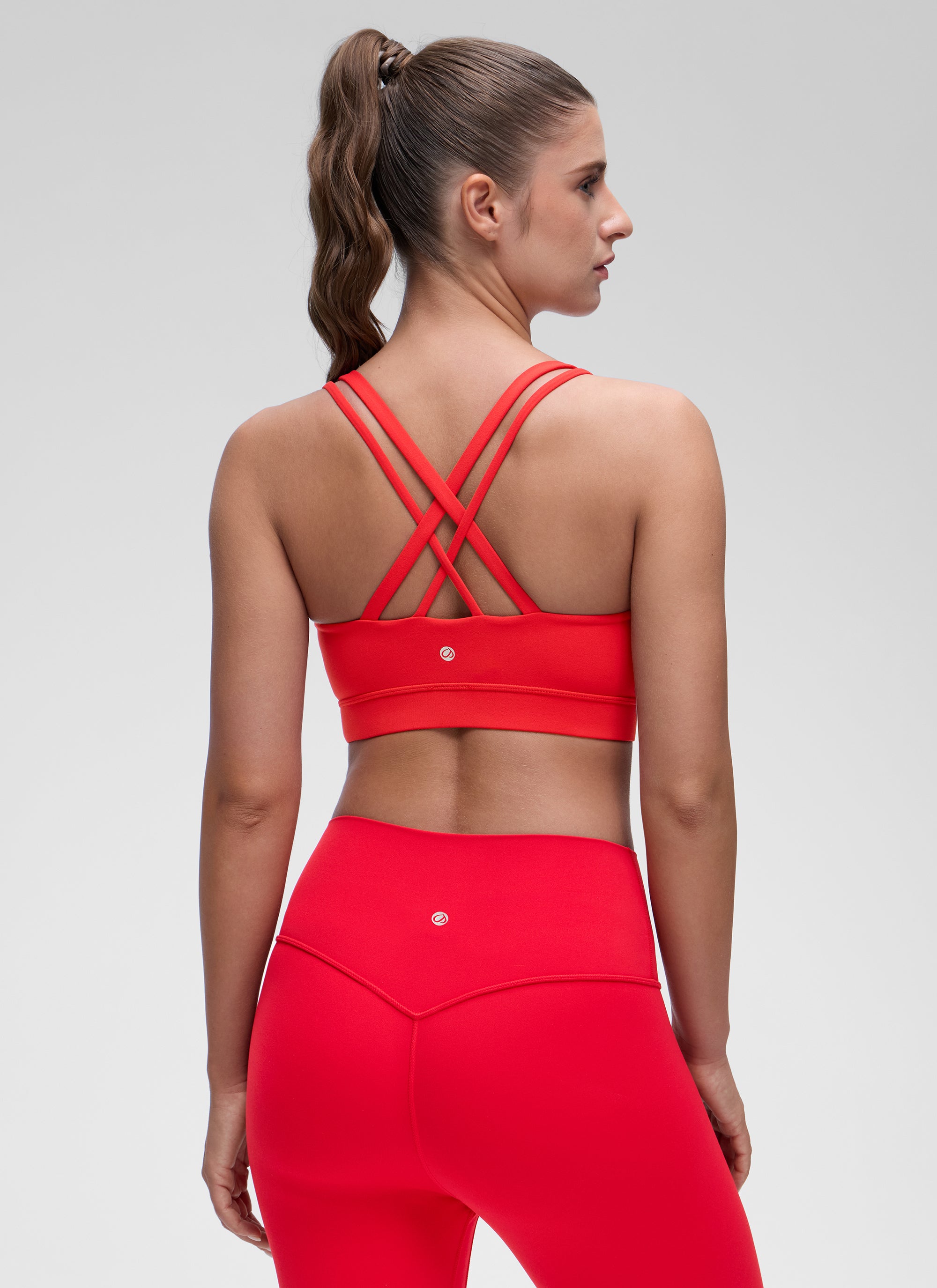 Bra Sukan Acuan Tali Berganda Sokongan Ringan Yoga Wanita CRZ YOGA Merah Tua