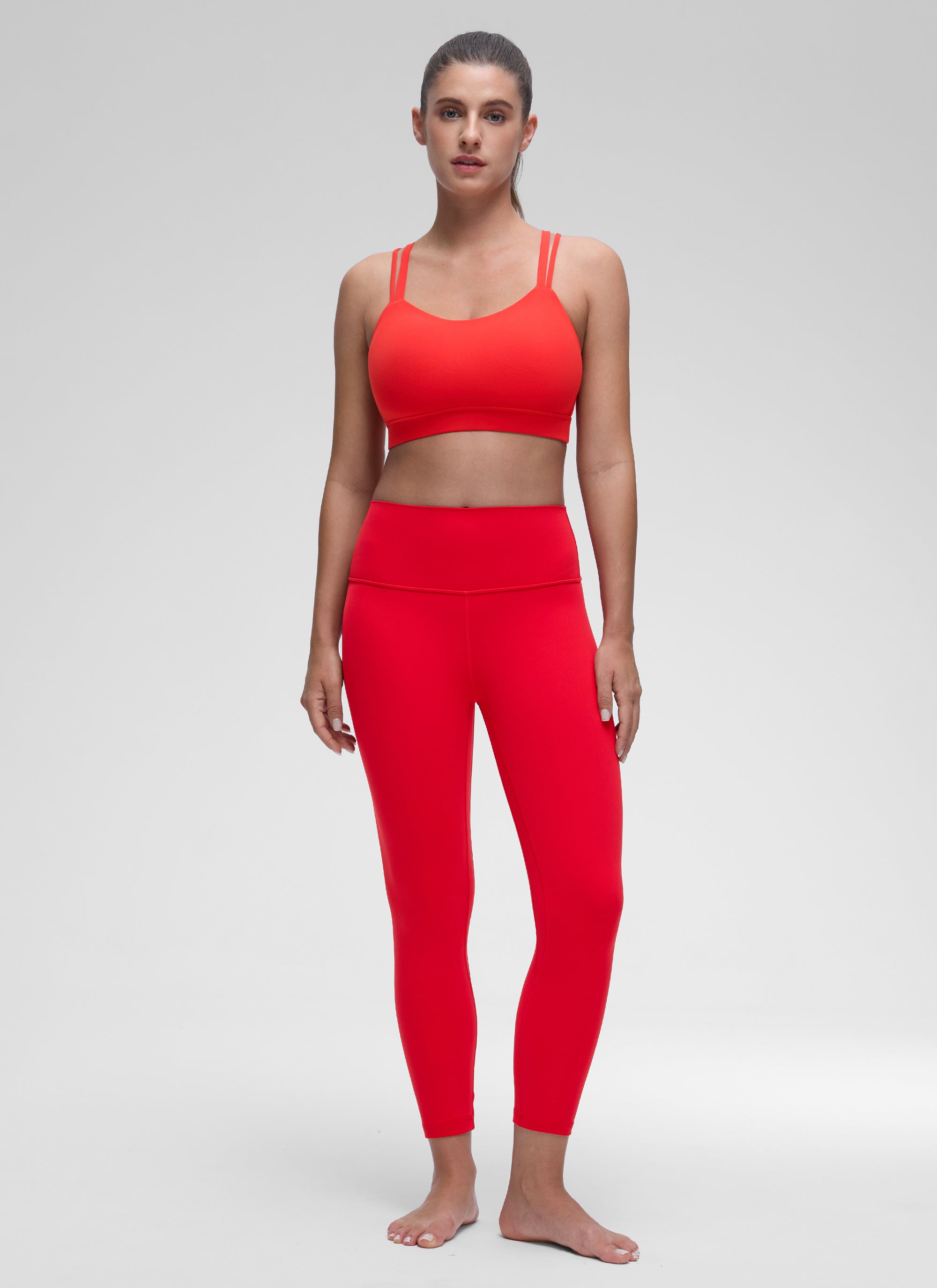 Bra Sukan Acuan Tali Berganda Sokongan Ringan Yoga Wanita CRZ YOGA Merah Tua