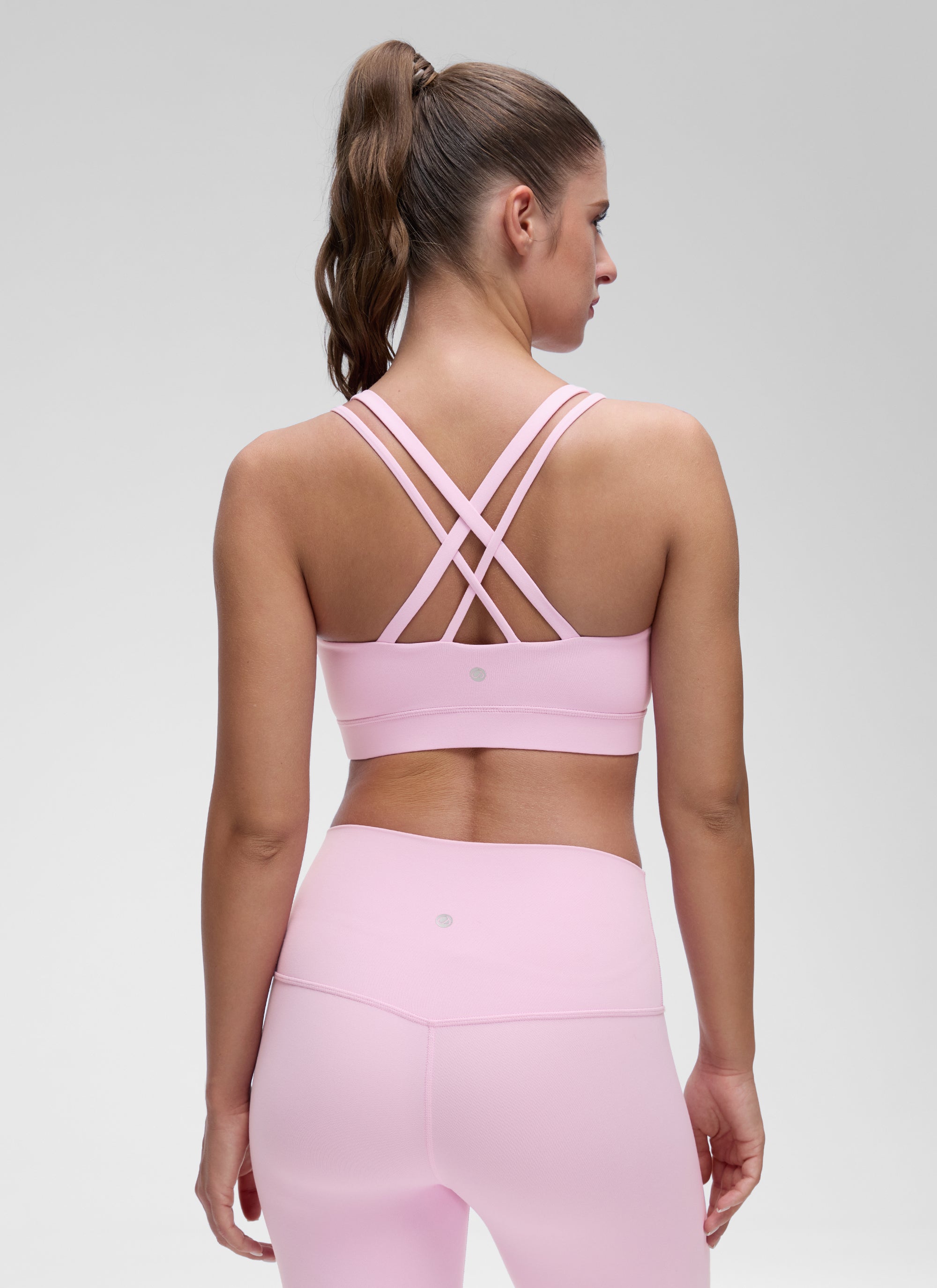 Bra Sukan Acuan Tali Berganda Sokongan Ringan Yoga Wanita CRZ YOGA Vita Pink