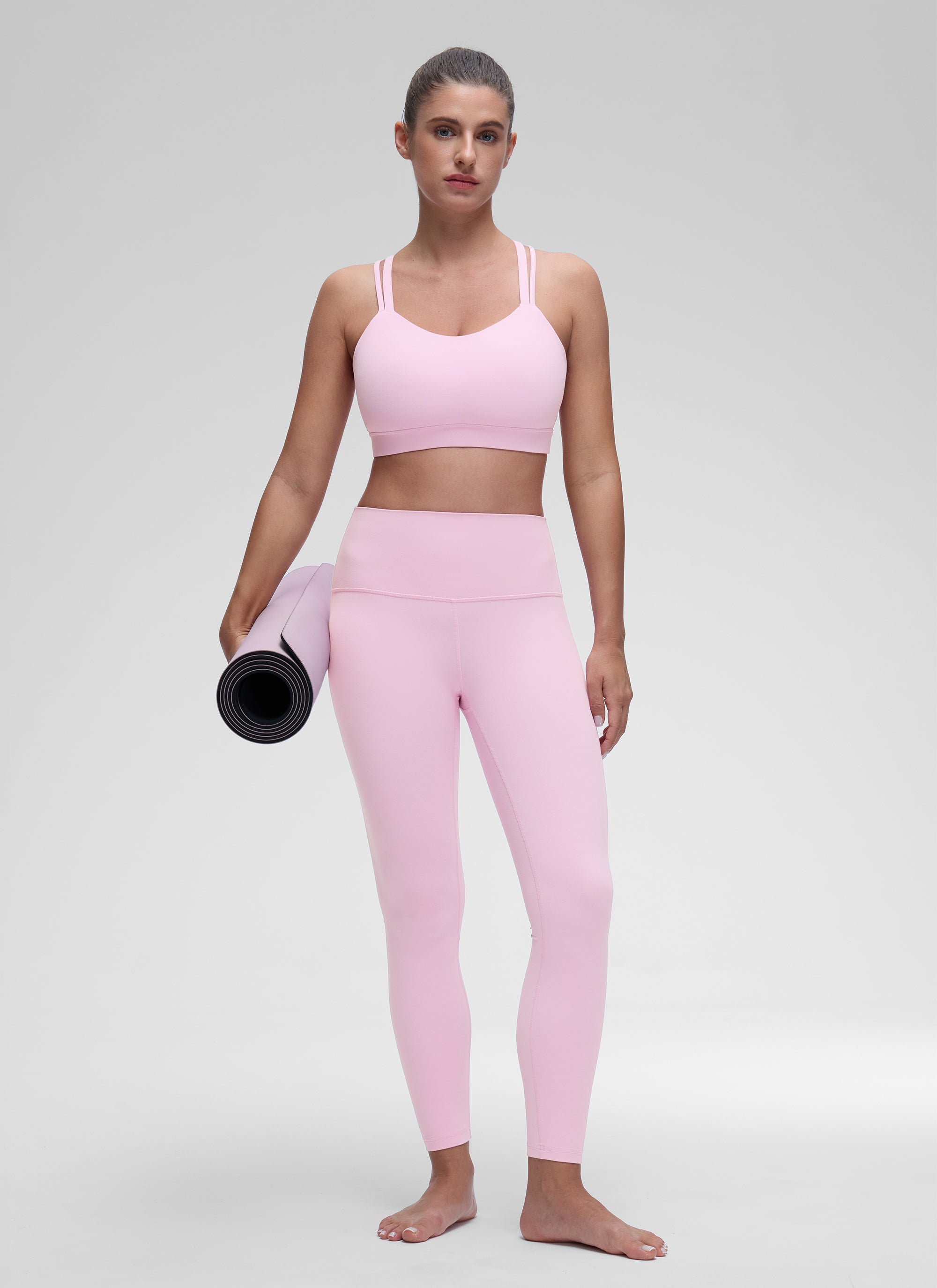 Bra Sukan Acuan Tali Berganda Sokongan Ringan Yoga Wanita CRZ YOGA Vita Pink