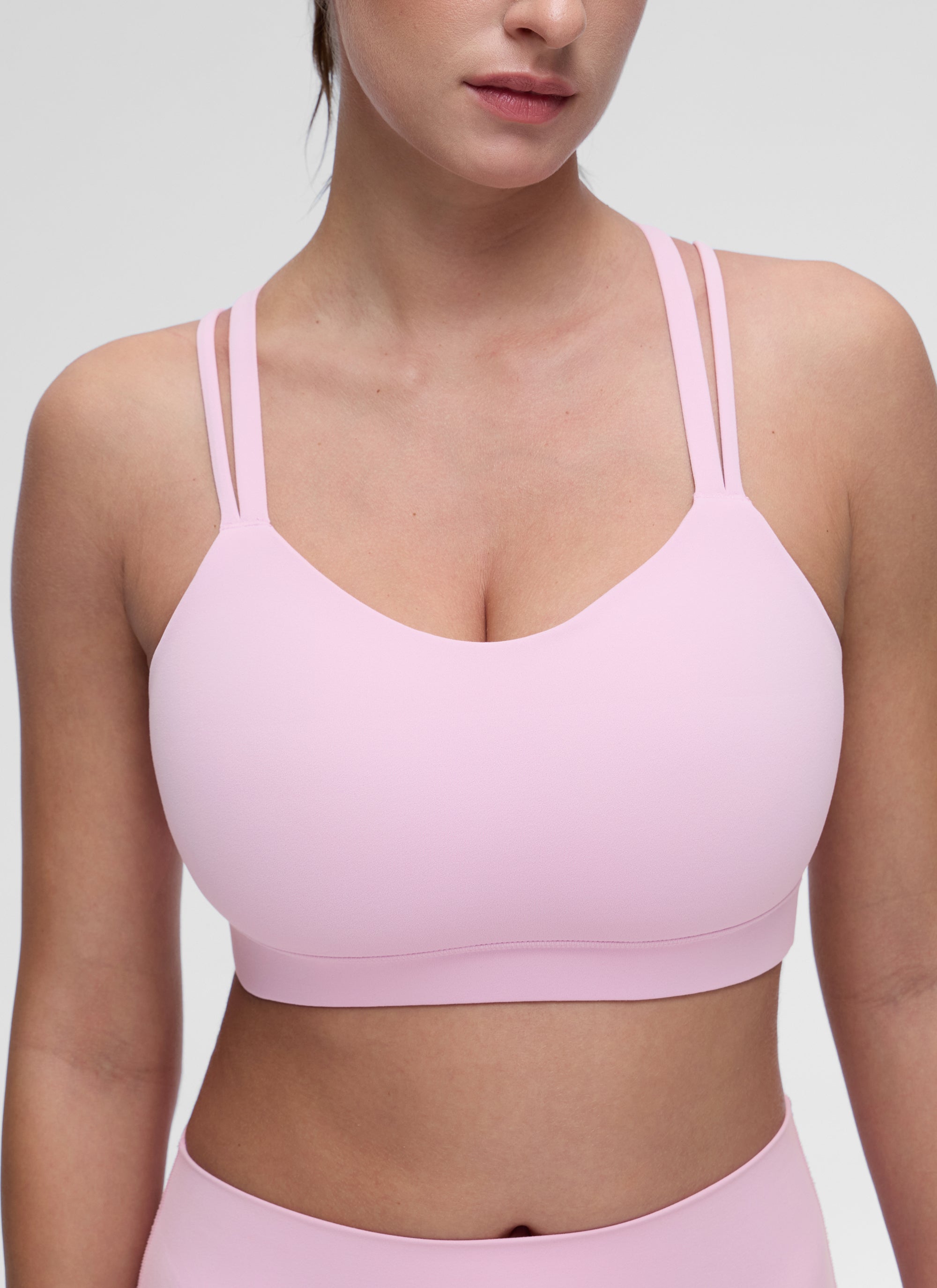 Bra Sukan Acuan Tali Berganda Sokongan Ringan Yoga Wanita CRZ YOGA Vita Pink