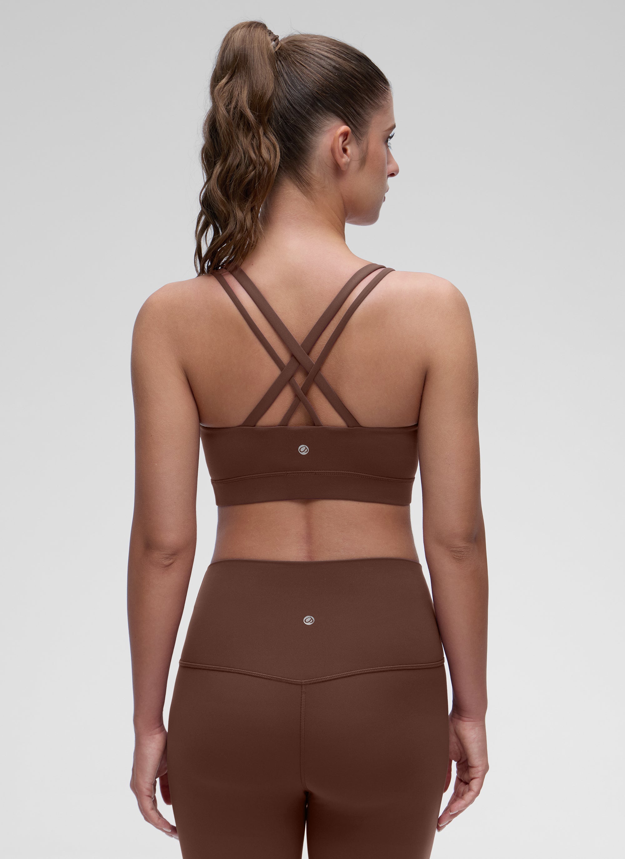 Bra Sukan Acuan Tali Berganda Sokongan Ringan Wanita CRZ YOGA Coklat Kopi