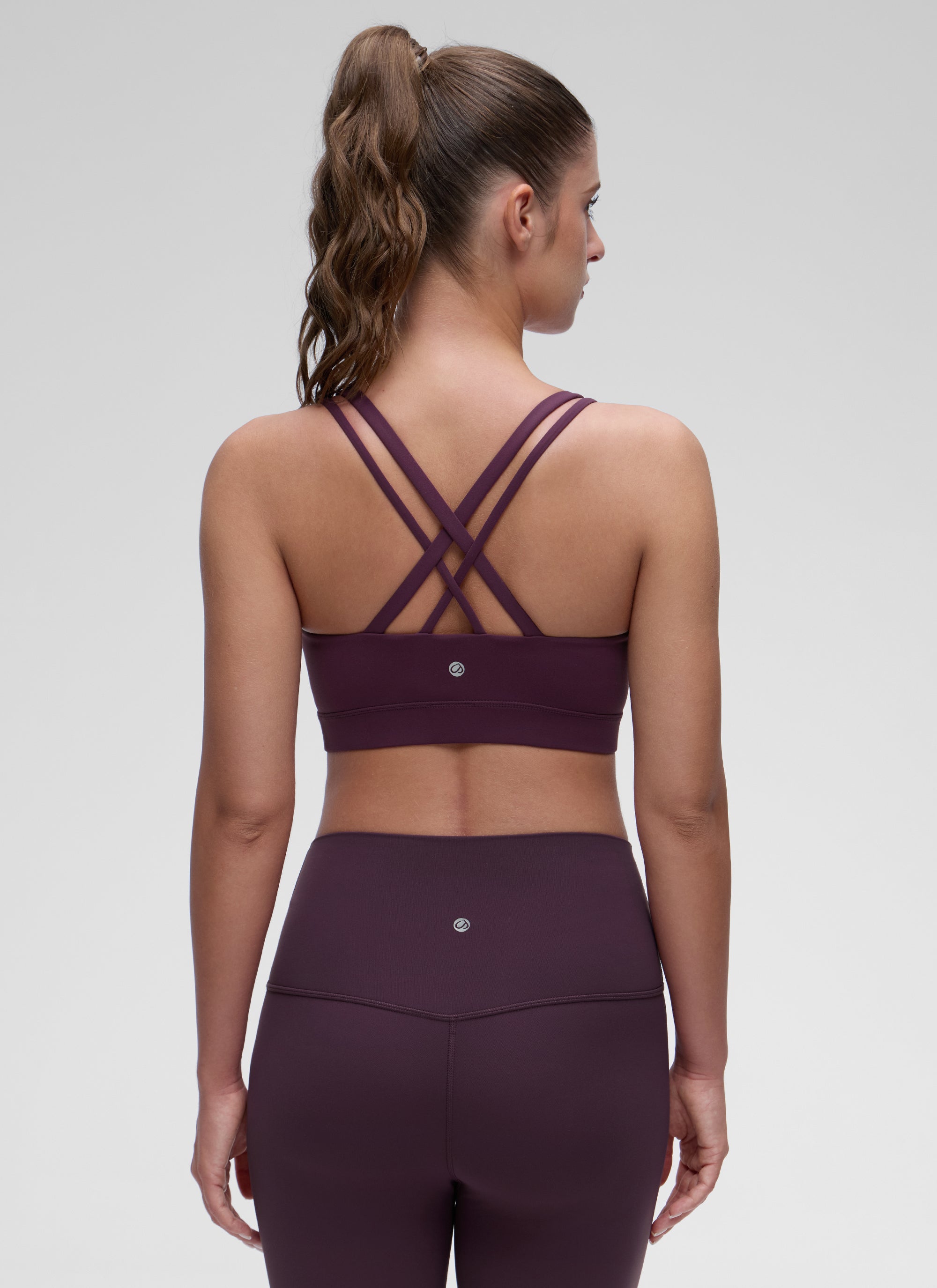 Bra Sukan Acuan Tali Berganda Sokongan Ringan Yoga Wanita CRZ YOGA Ungu Tua