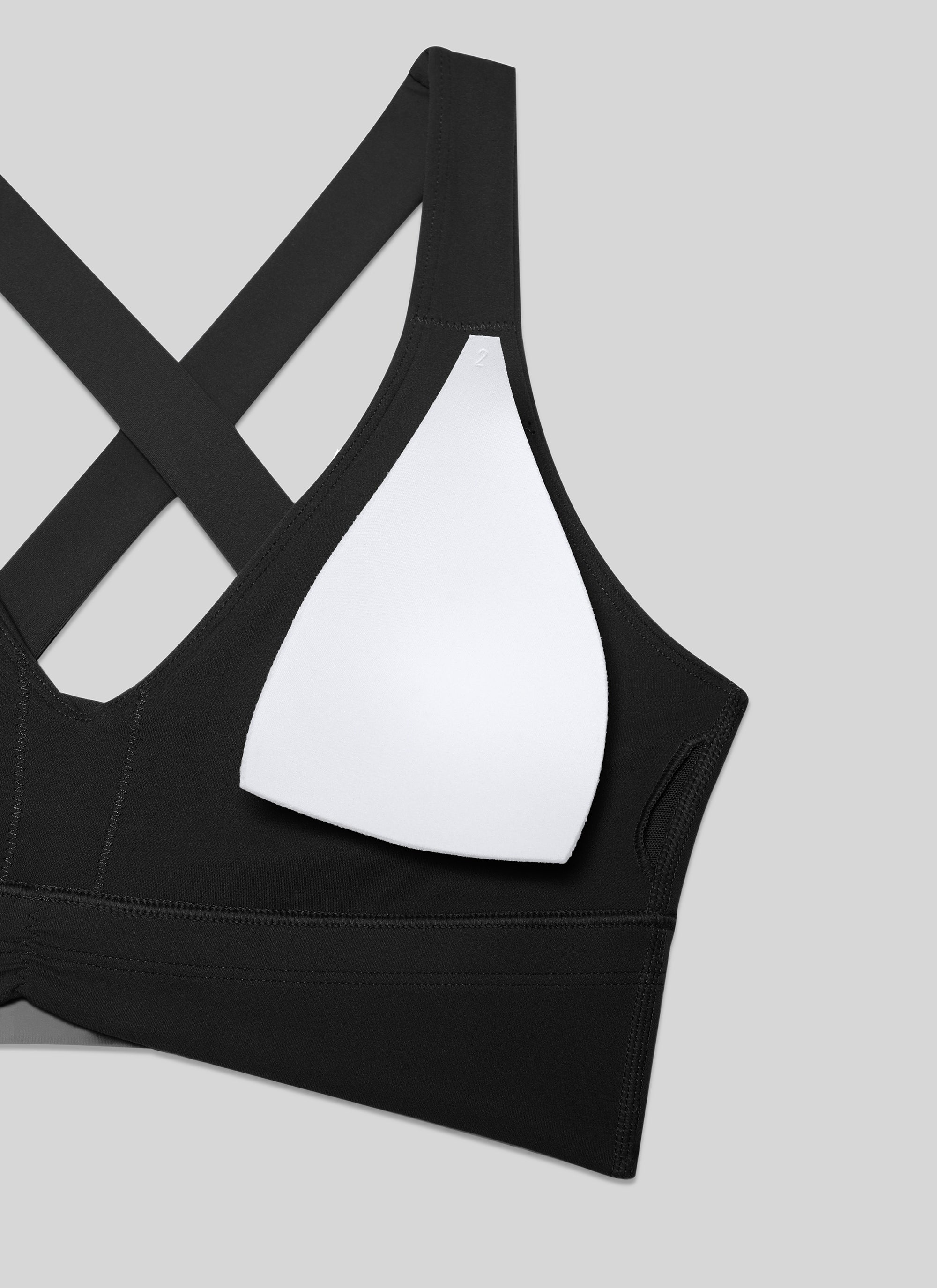 Sokongan Ringan Wanita CRZ YOGA Butterluxe Bra Yoga Berlubang Leher V Hitam