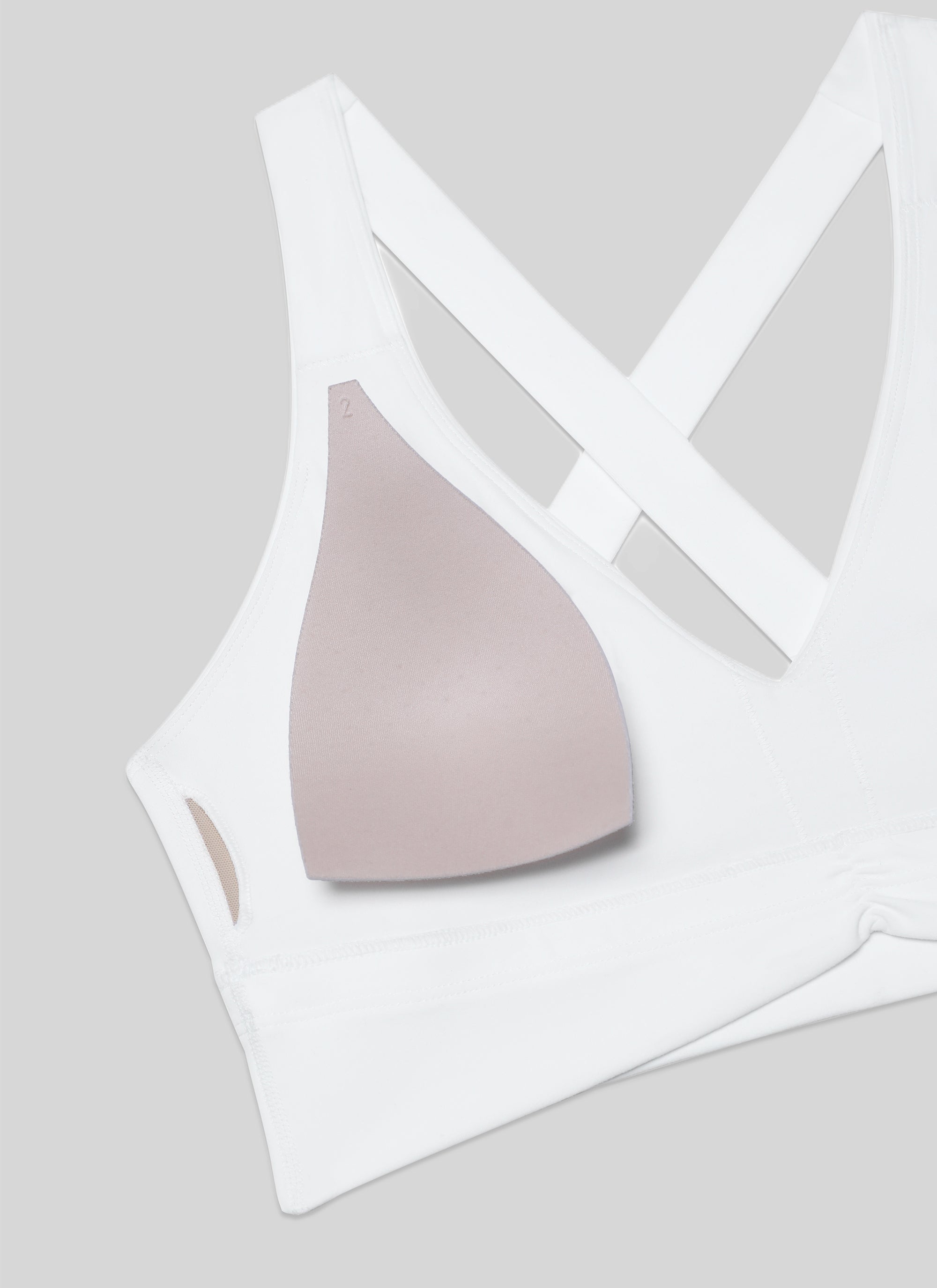 Sokongan Ringan Wanita CRZ YOGA Butterluxe Bra Yoga Berlubang Leher V Putih