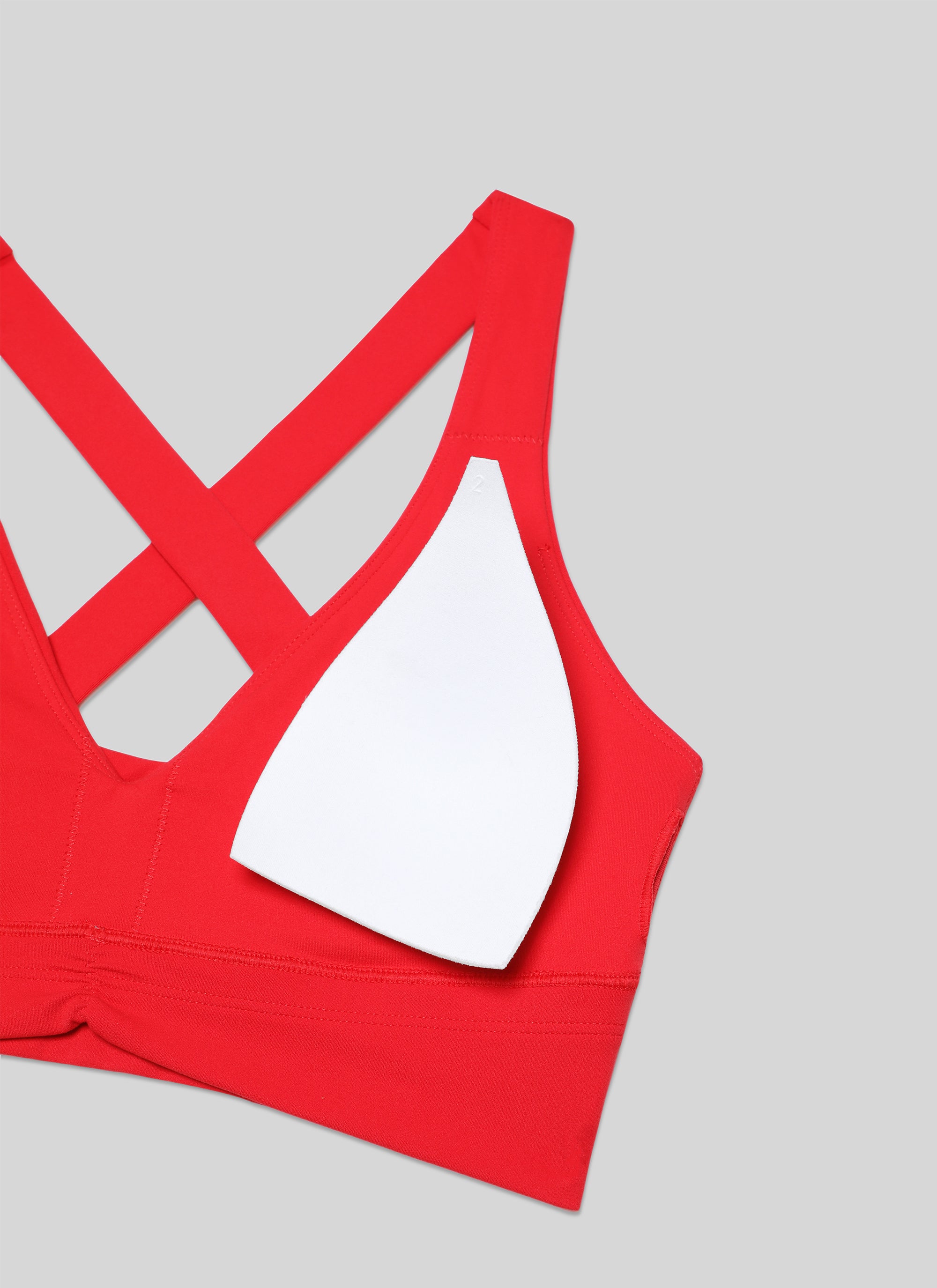 Sokongan Ringan Wanita CRZ YOGA Butterluxe Bra Yoga Berlubang Leher V Merah Tua