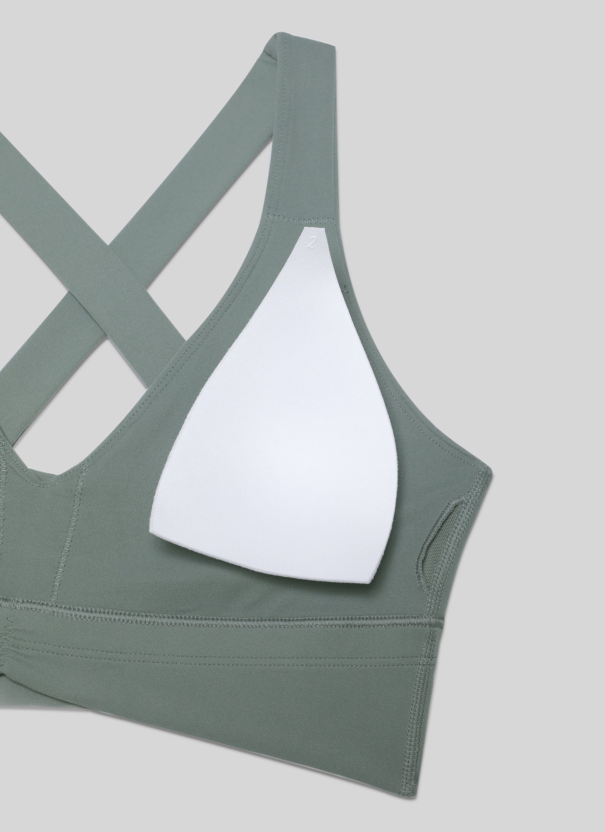 Sokongan Ringan Wanita CRZ YOGA Butterluxe Yoga Bra Ruched V Neck Grey Sage