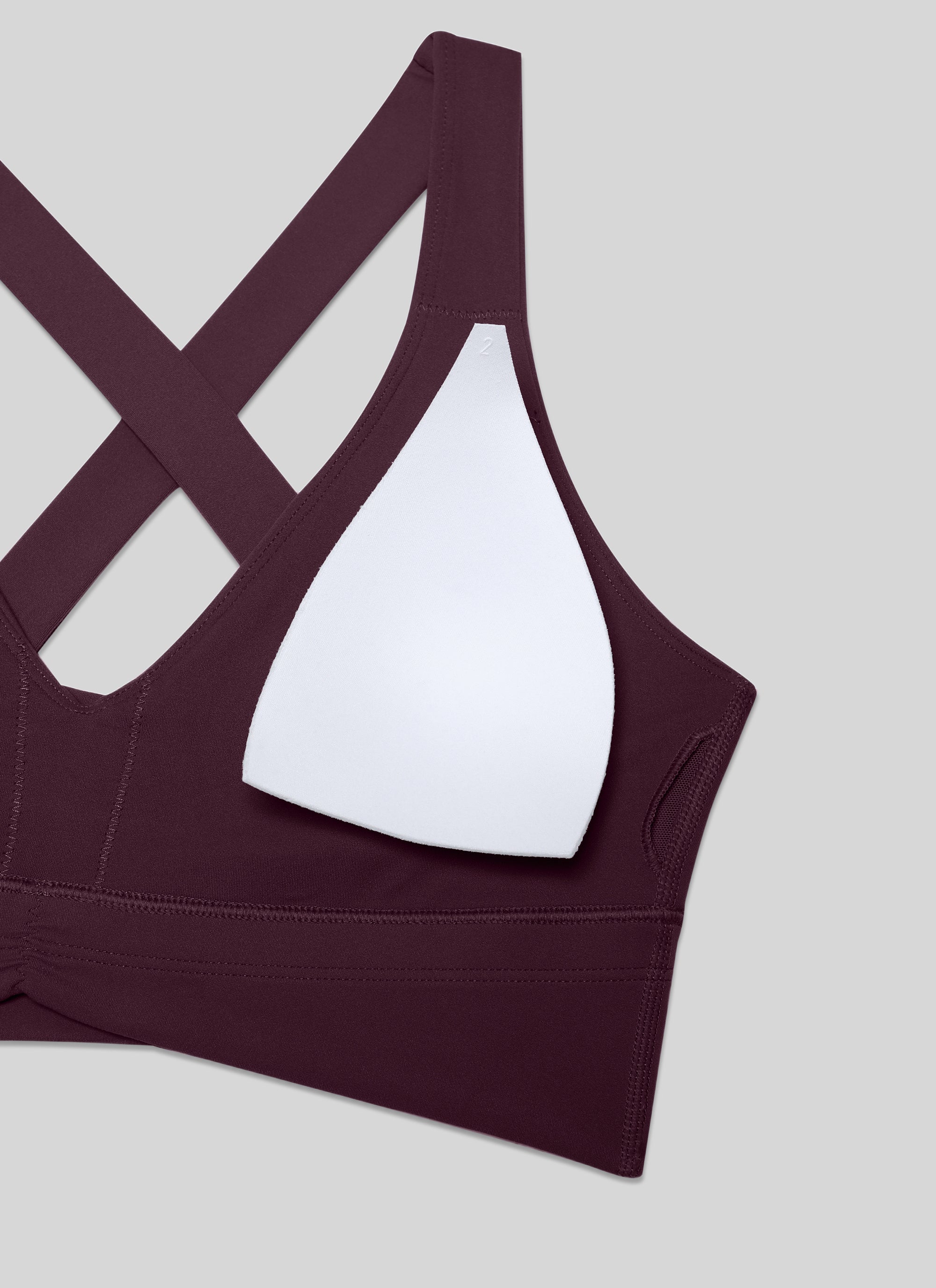 Sokongan Ringan Wanita CRZ YOGA Butterluxe Bra Yoga Berlubang Leher V Ungu Tua