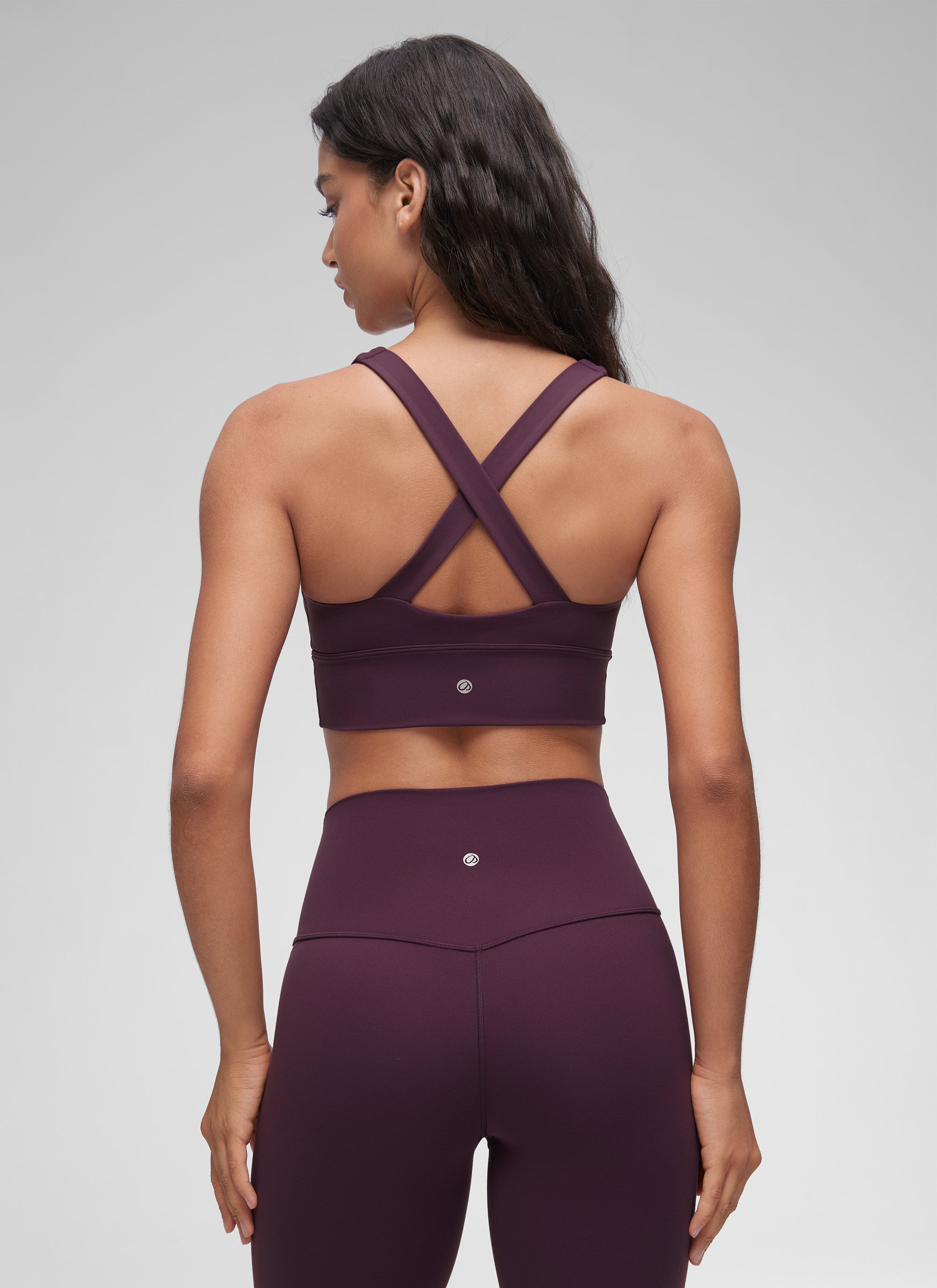 Sokongan Ringan Wanita CRZ YOGA Butterluxe Bra Yoga Berlubang Leher V Ungu Tua