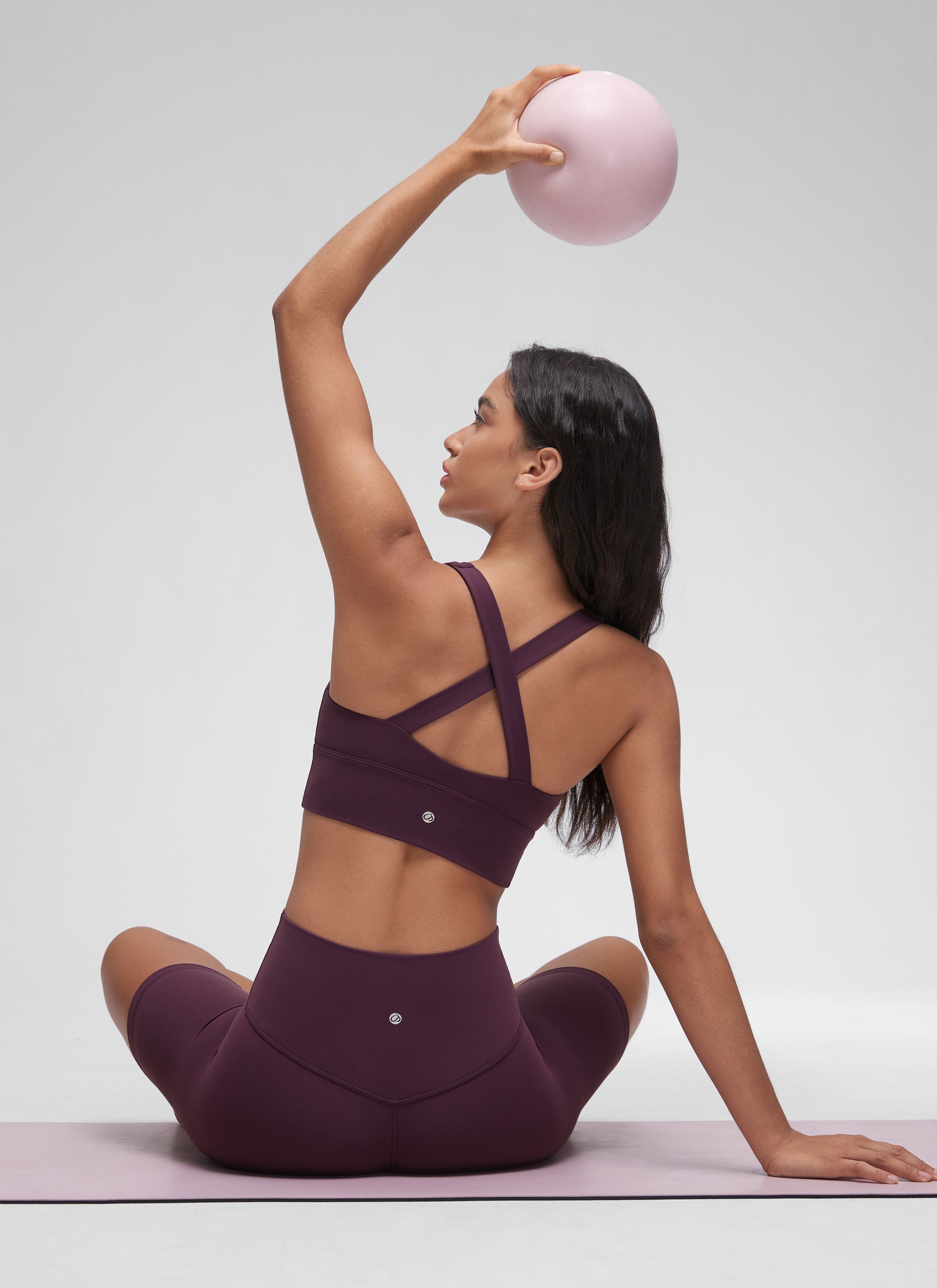 Sokongan Ringan Wanita CRZ YOGA Butterluxe Bra Yoga Berlubang Leher V Ungu Tua