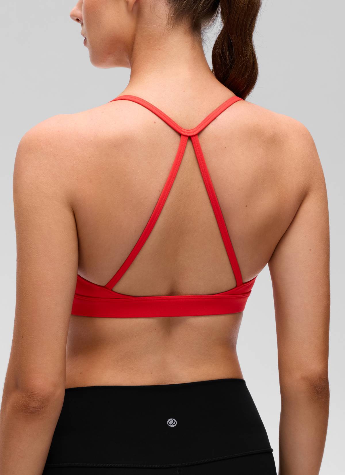 CRZ YOGA Wanita Butterluxe Bra Sukan Leher Serong Yoga Bersilang Belakang Merah Tua