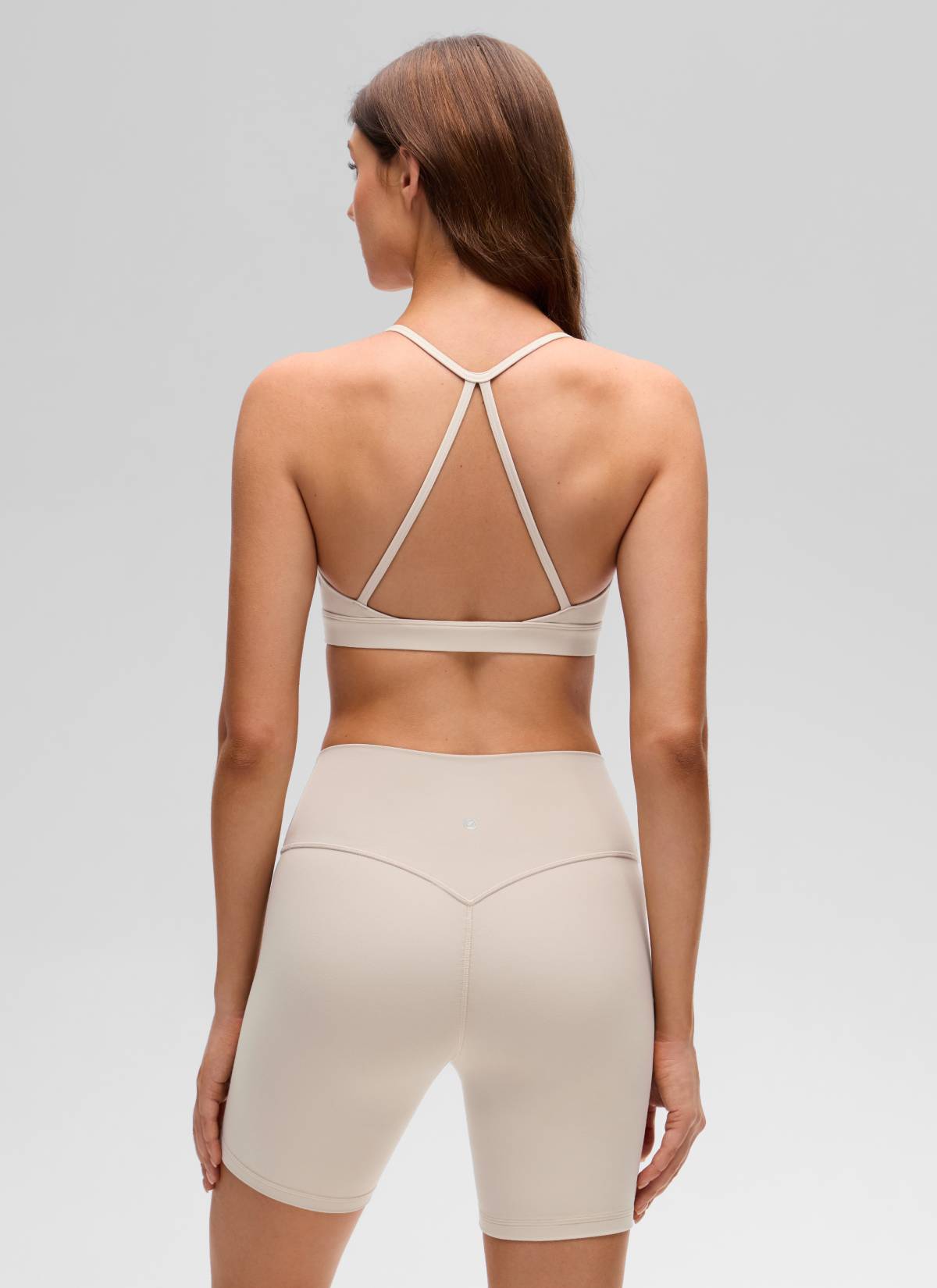CRZ YOGA Wanita Butterluxe Bra Sukan Yoga Scoop Neck Silang Belakang Warna Coklat Mojave