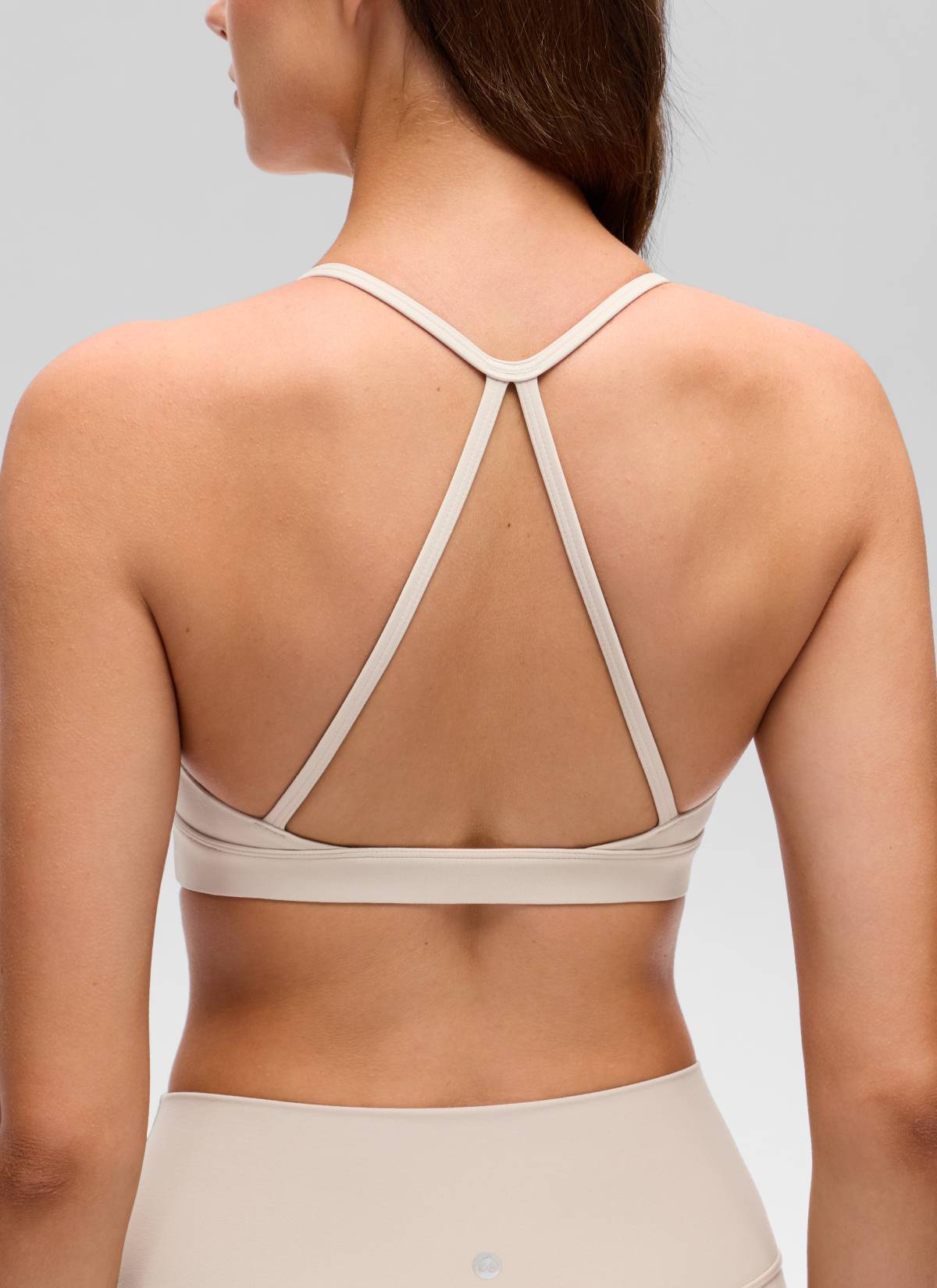 CRZ YOGA Wanita Butterluxe Bra Sukan Yoga Scoop Neck Silang Belakang Warna Coklat Mojave