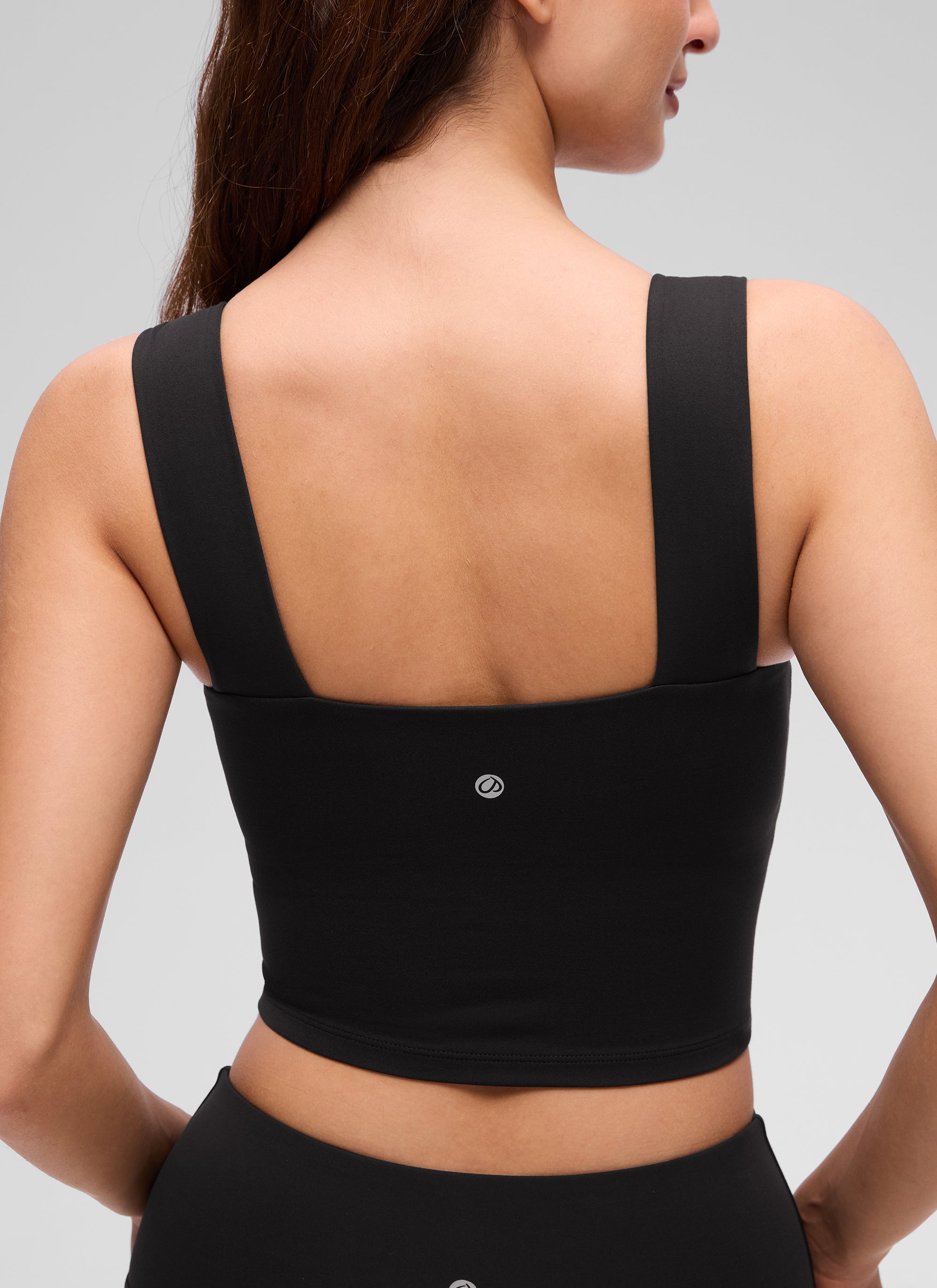 CRZ YOGA Wanita Butterluxe Bra Tank Leher Segi Empat Terbina Dalam Hitam