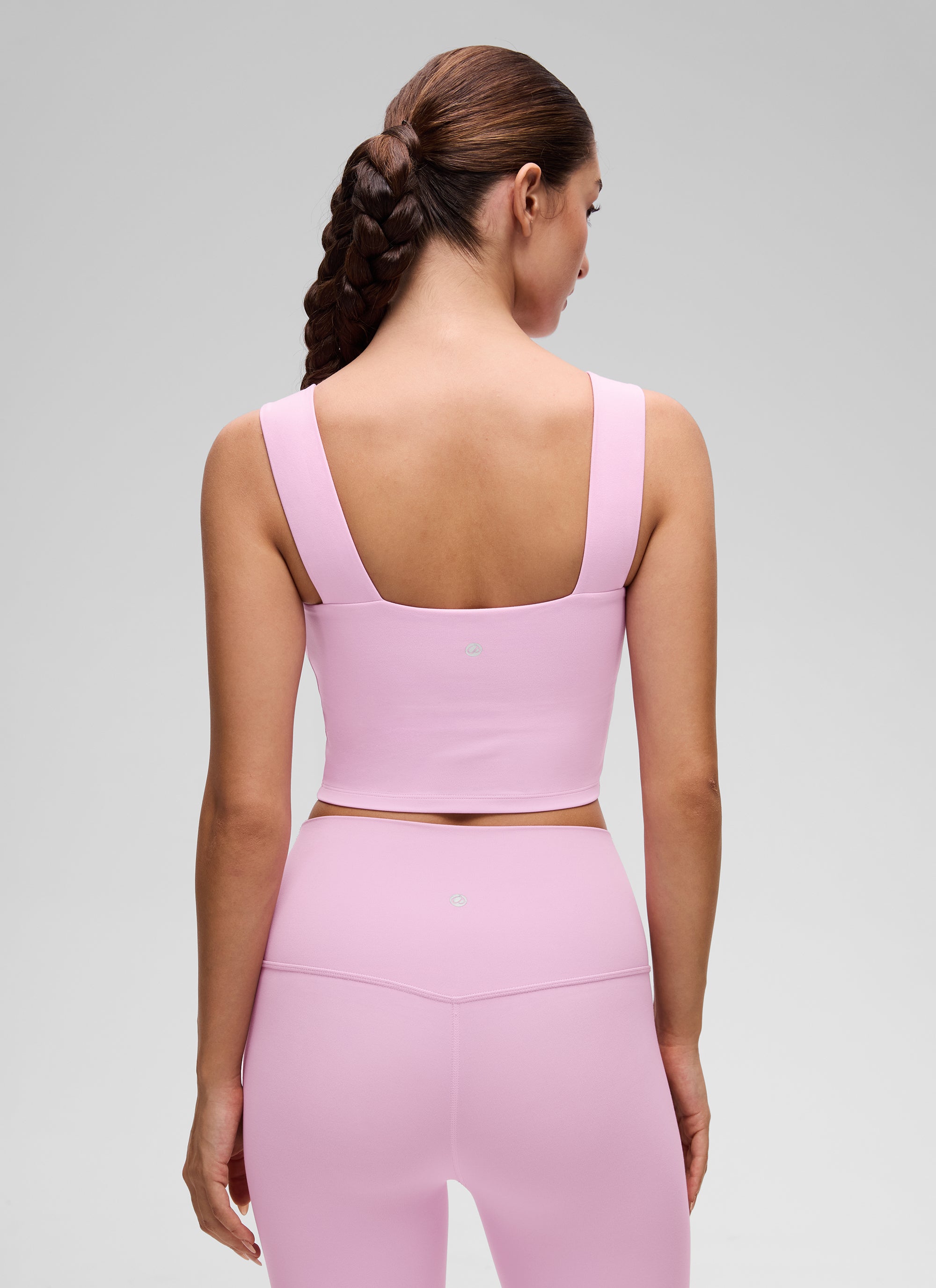 CRZ YOGA Wanita Butterluxe Bra Tank Terbina Dalam Crop Leher Segi Empat Vita Pink