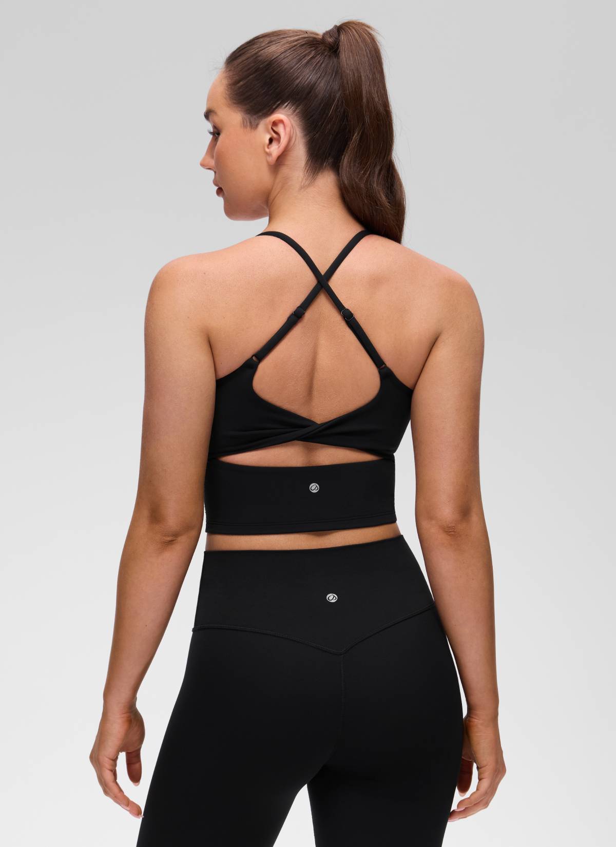 CRZ YOGA Wanita Butterluxe Bra Tanpa Lengan Bertali Leher U Bersilang Belakang Hitam