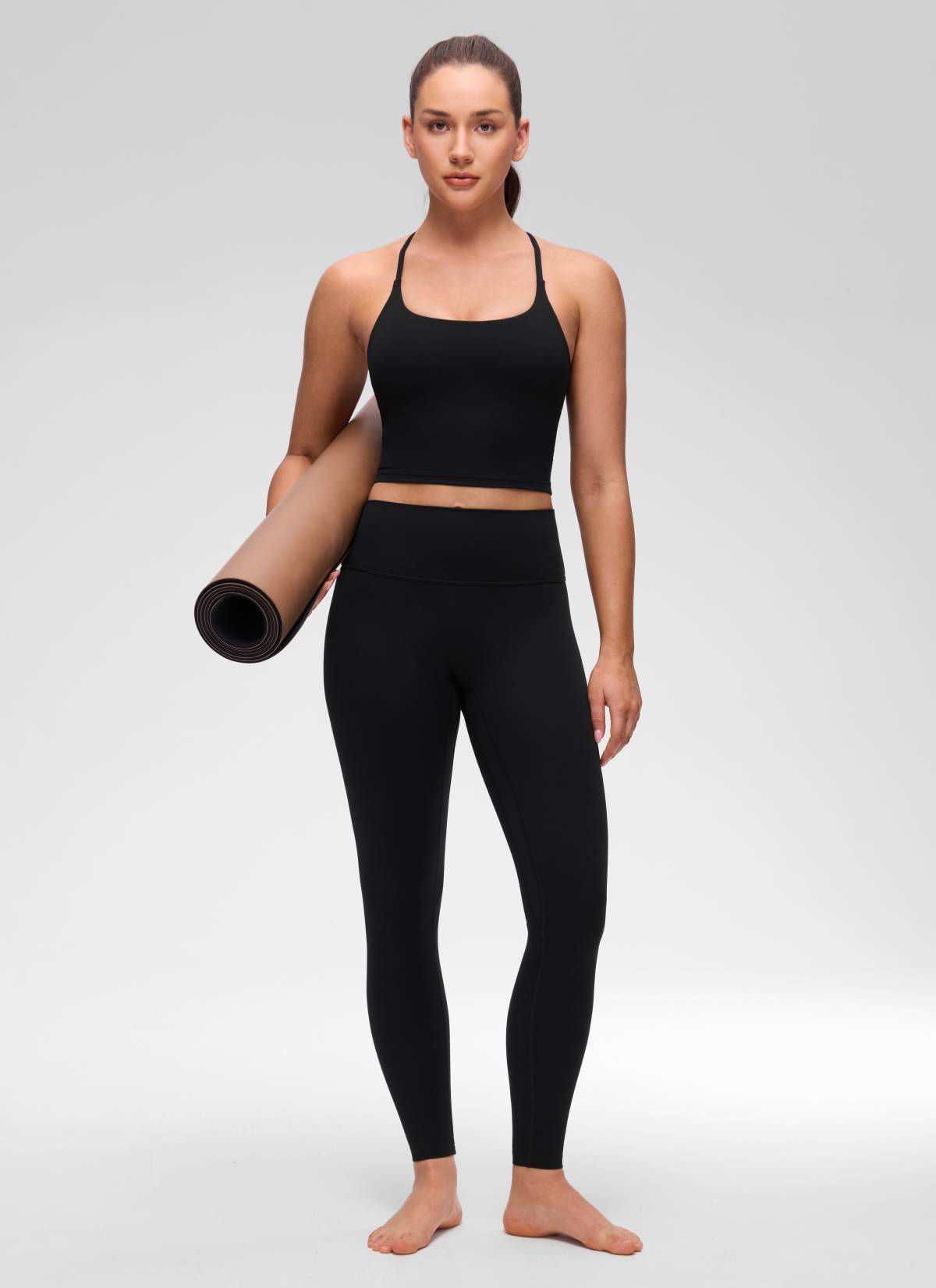 CRZ YOGA Wanita Butterluxe Bra Tanpa Lengan Bertali Leher U Bersilang Belakang Hitam