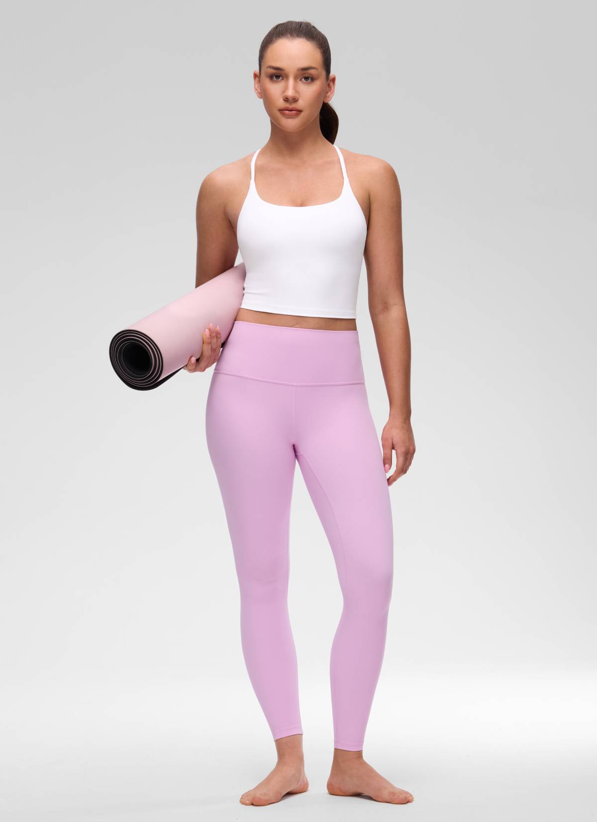 CRZ YOGA Wanita Butterluxe Bra Terbina Dalam Bertali Leher U Bersilang Belakang Putih