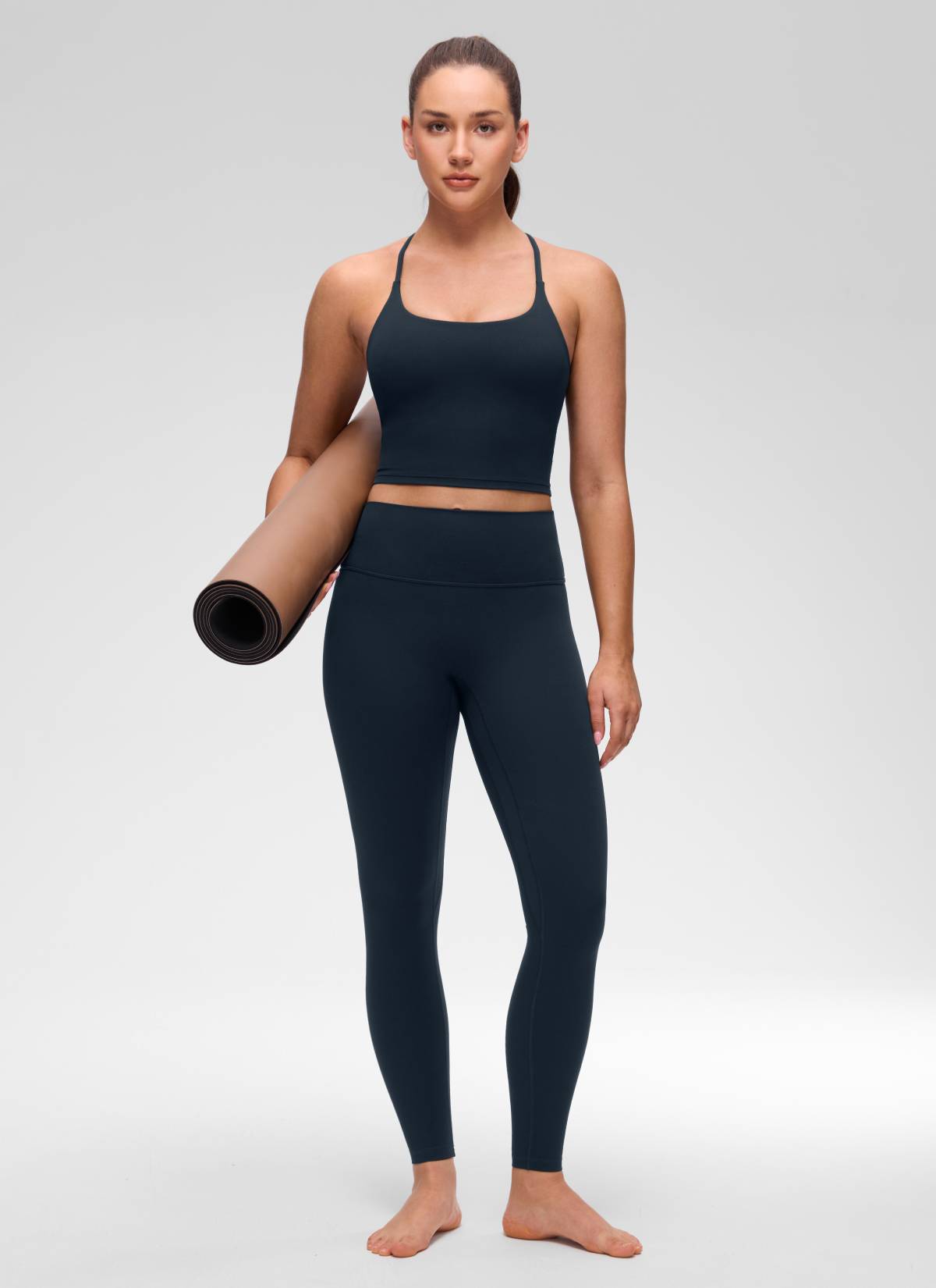CRZ YOGA Wanita Butterluxe Bra Terbina Dalam Berpintal Leher U Silang Belakang Tank True Navy