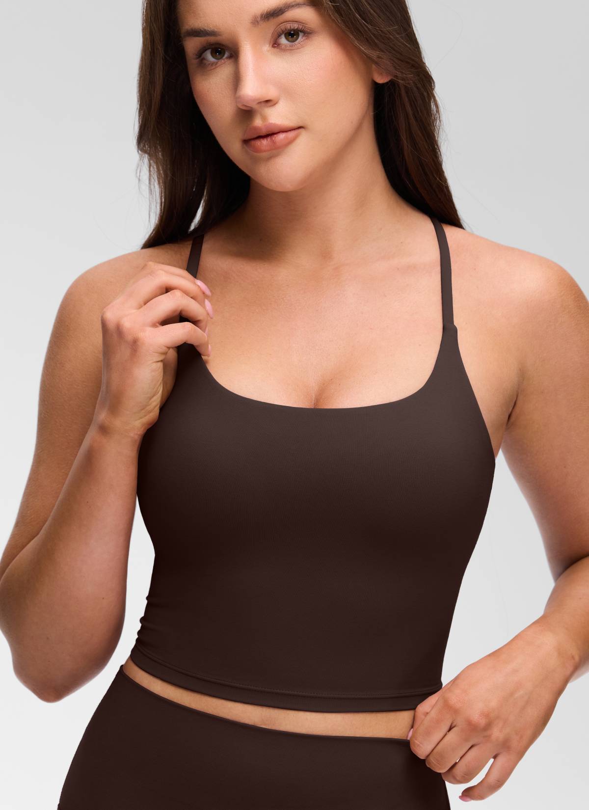 CRZ YOGA Wanita Butterluxe Bra Built-in Bertali Leher U Bersalut Silang Belakang
