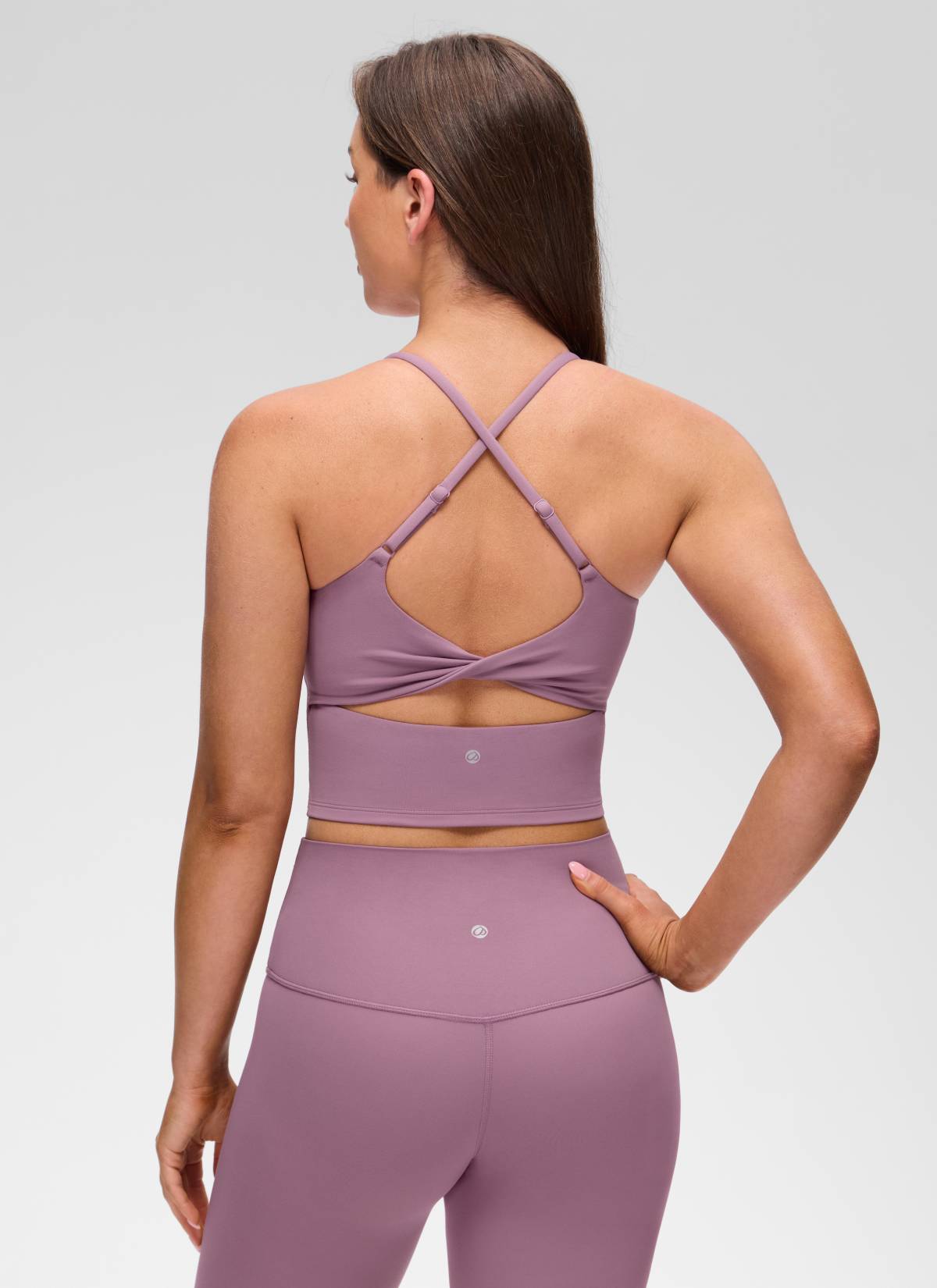 CRZ YOGA Wanita Butterluxe Bra Tank Leher U Berpintal Silang Belakang Terbina Dalam Lavender Ringan
