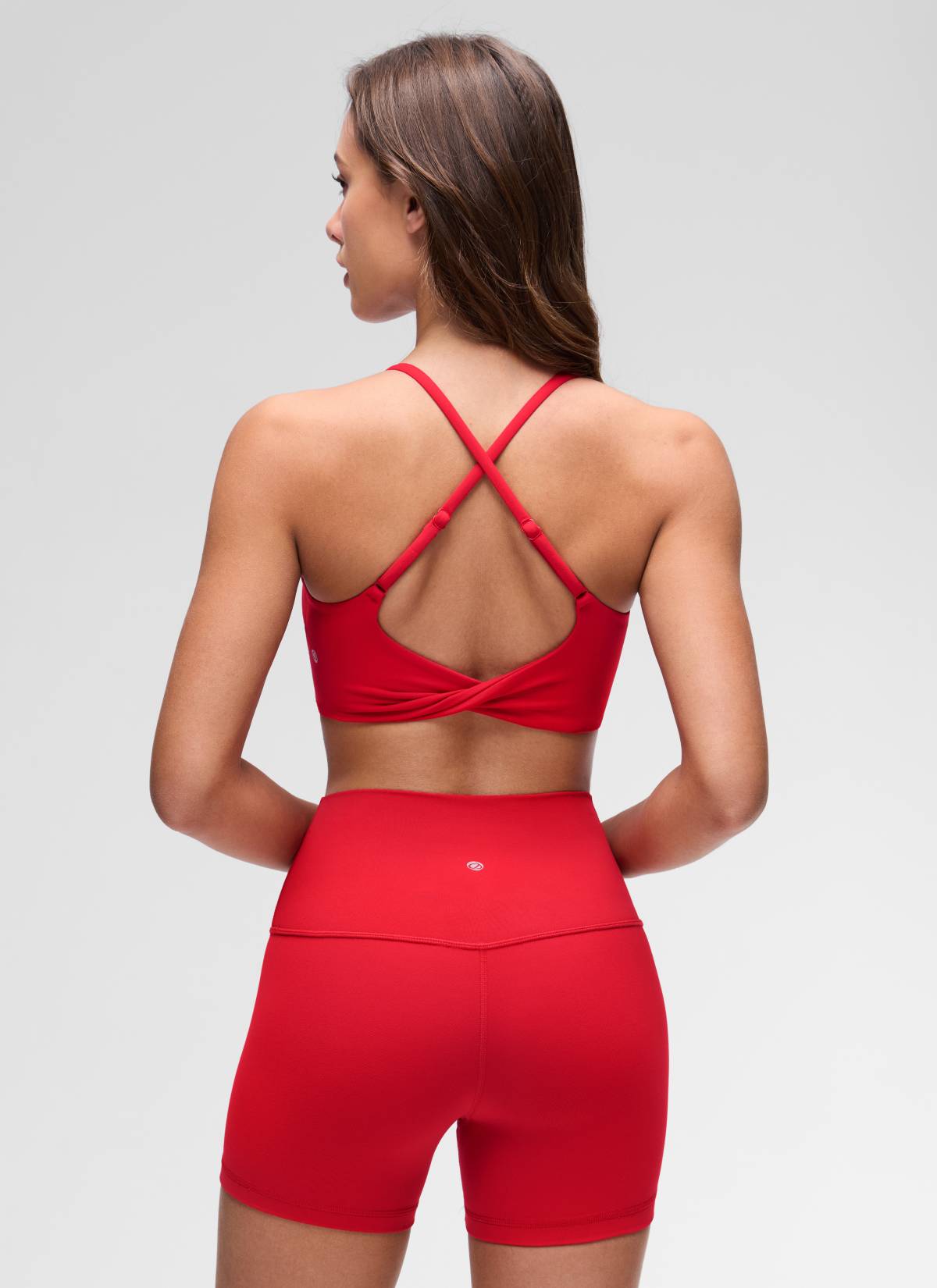 CRZ YOGA Wanita Butterluxe Bra Sukan Yoga Scoop Neck Twist Cross Back Aurora Red