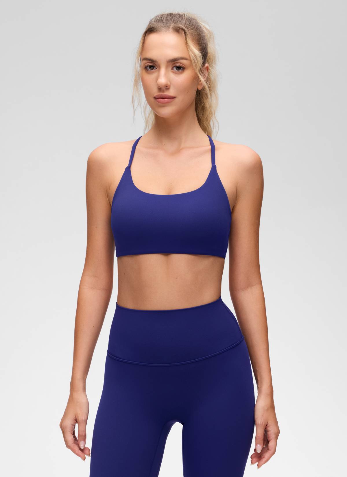 CRZ YOGA Wanita Butterluxe Bra Sukan Yoga Scoop Neck Twist Cross Back Larkspur Blue