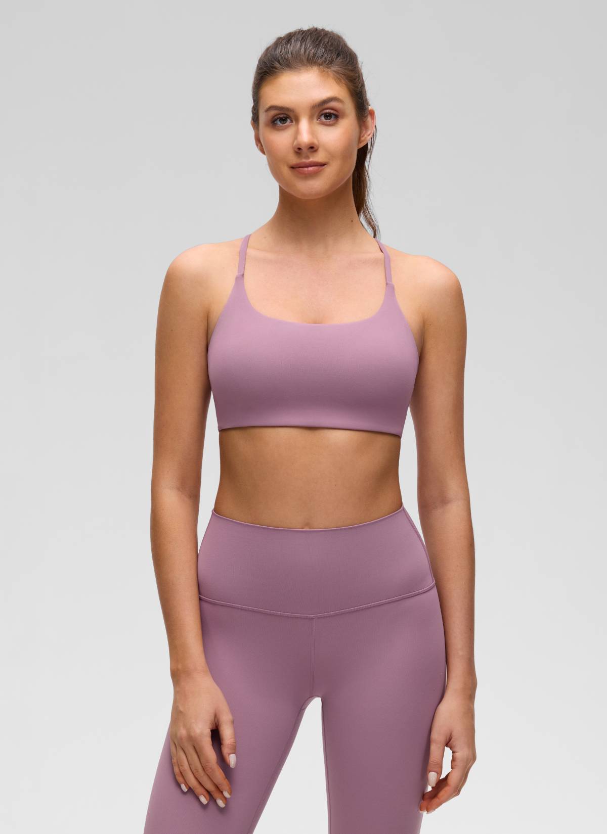 Bra Sukan Leher Bentuk Senduk Silang Pusing Yoga Butterluxe Wanita CRZ YOGA Light Lavender