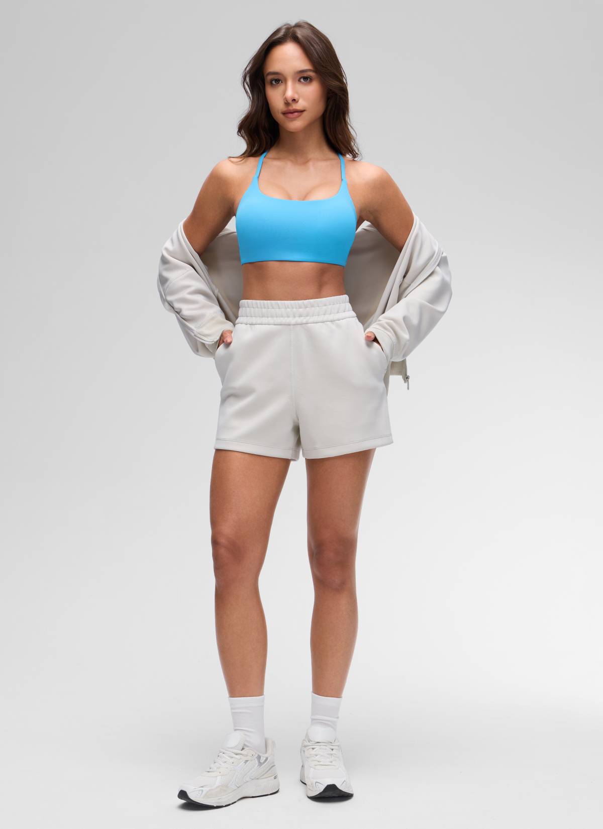 Bra Sukan Belakang Silang Putar Leher Ceduk Yoga Butterluxe Wanita CRZ YOGA Biru Kayak
