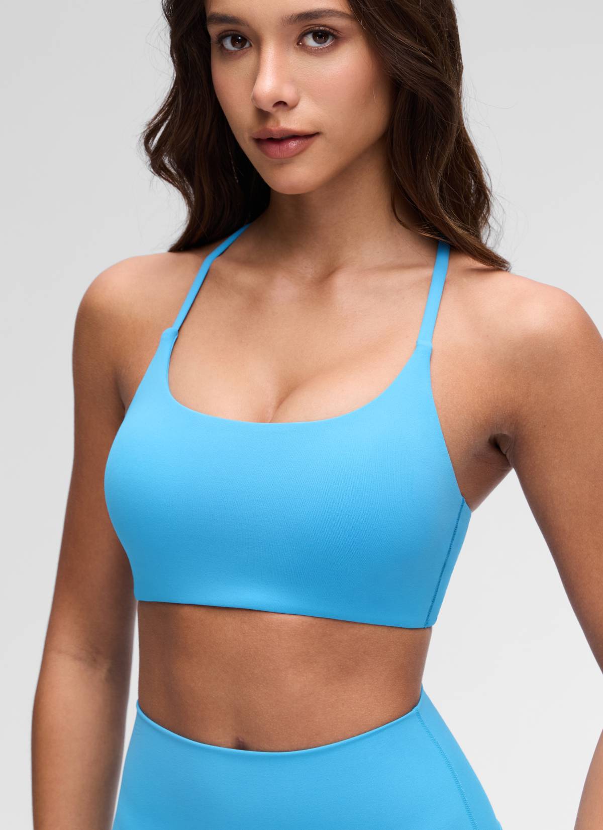 Bra Sukan Belakang Silang Putar Leher Ceduk Yoga Butterluxe Wanita CRZ YOGA Biru Kayak
