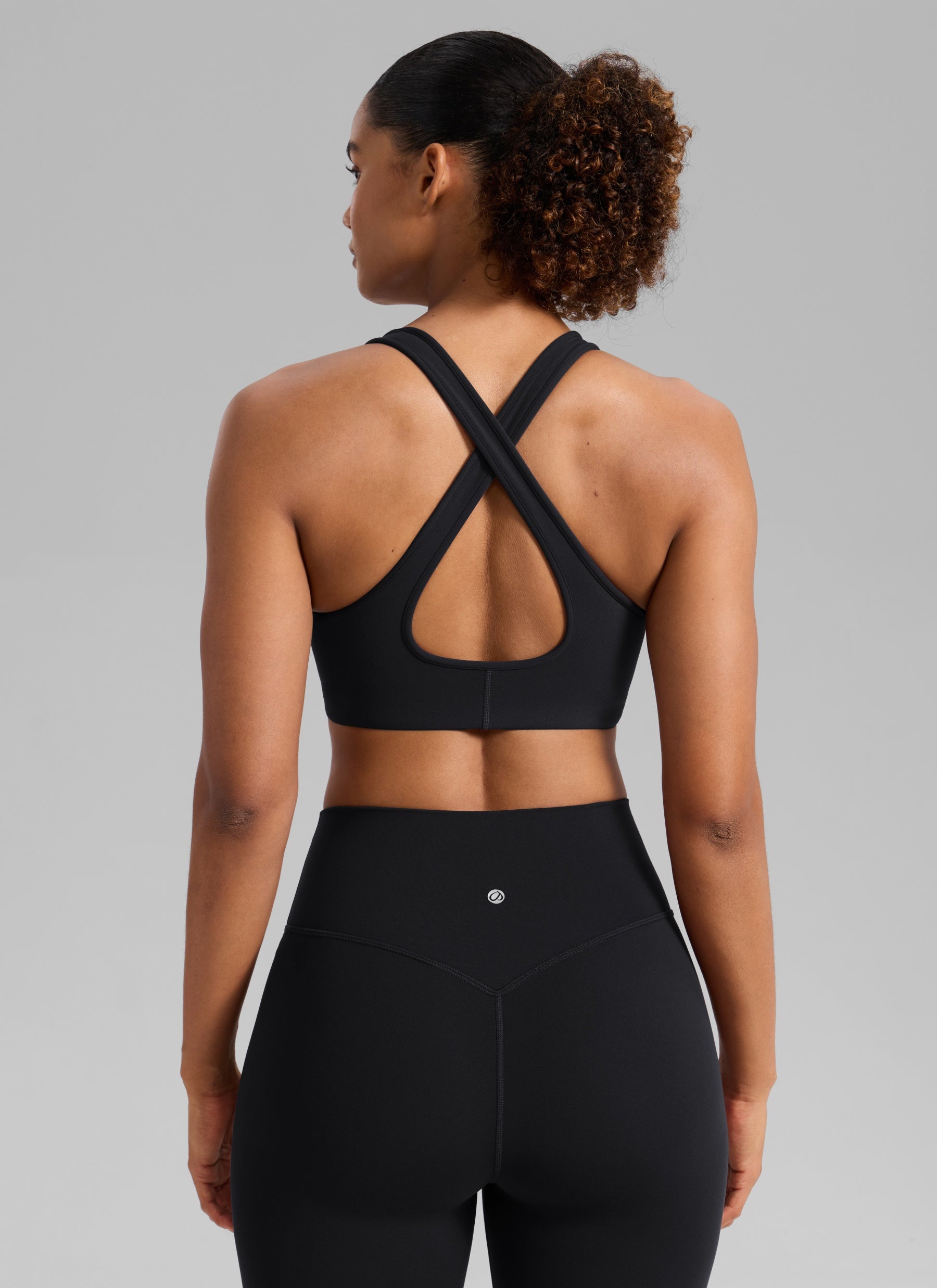 Bra Sukan Butterlift® Leher V Dalam Bersilang Belakang CRZ YOGA Wanita Hitam