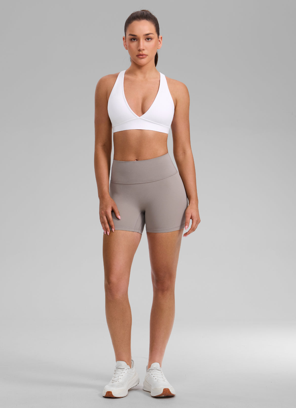 Bra Sukan Butterlift® Leher V Dalam Bersilang Belakang CRZ YOGA Wanita Putih