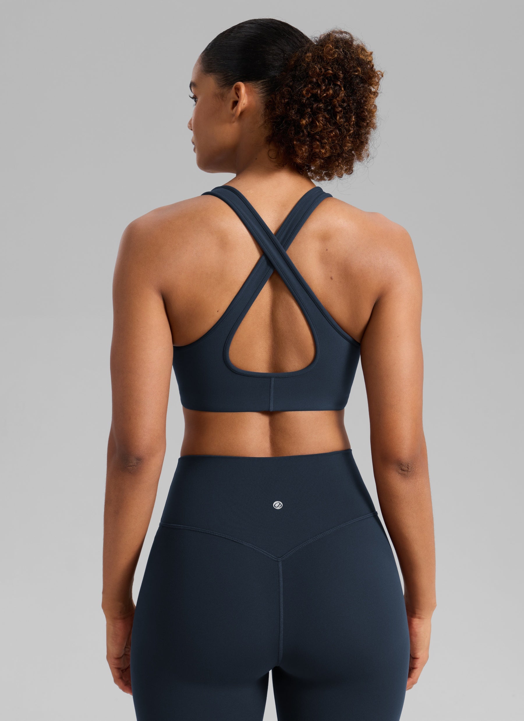 Bra Sukan Butterlift® CRZ YOGA Wanita Senaman Leher V Dalam Silang Belakang True Navy